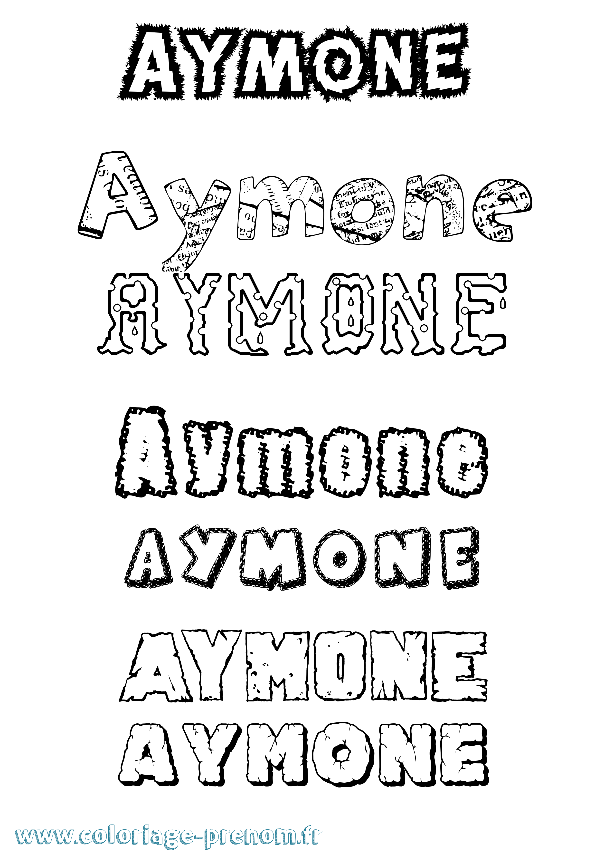 Coloriage prénom Aymone Destructuré