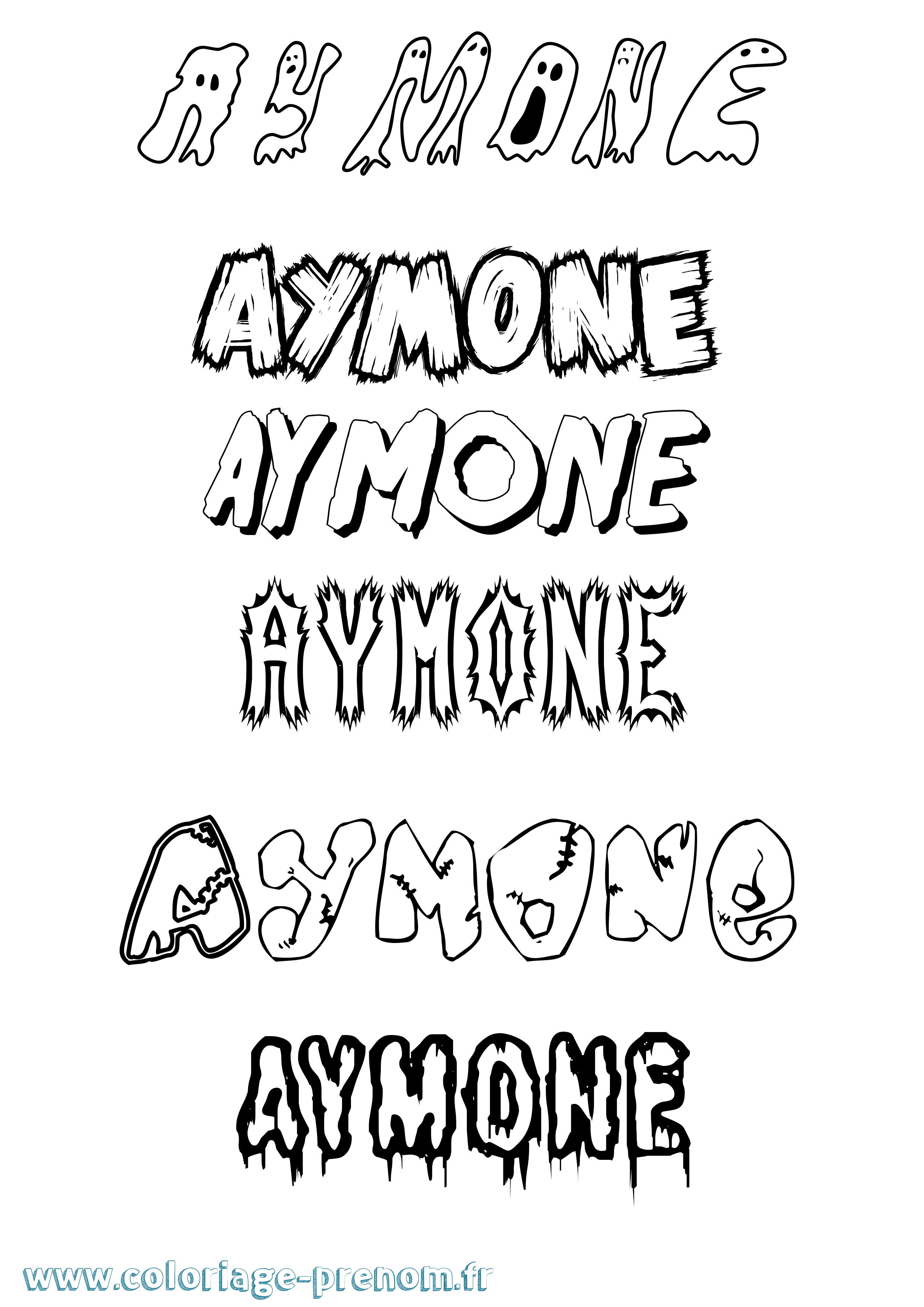 Coloriage prénom Aymone Frisson