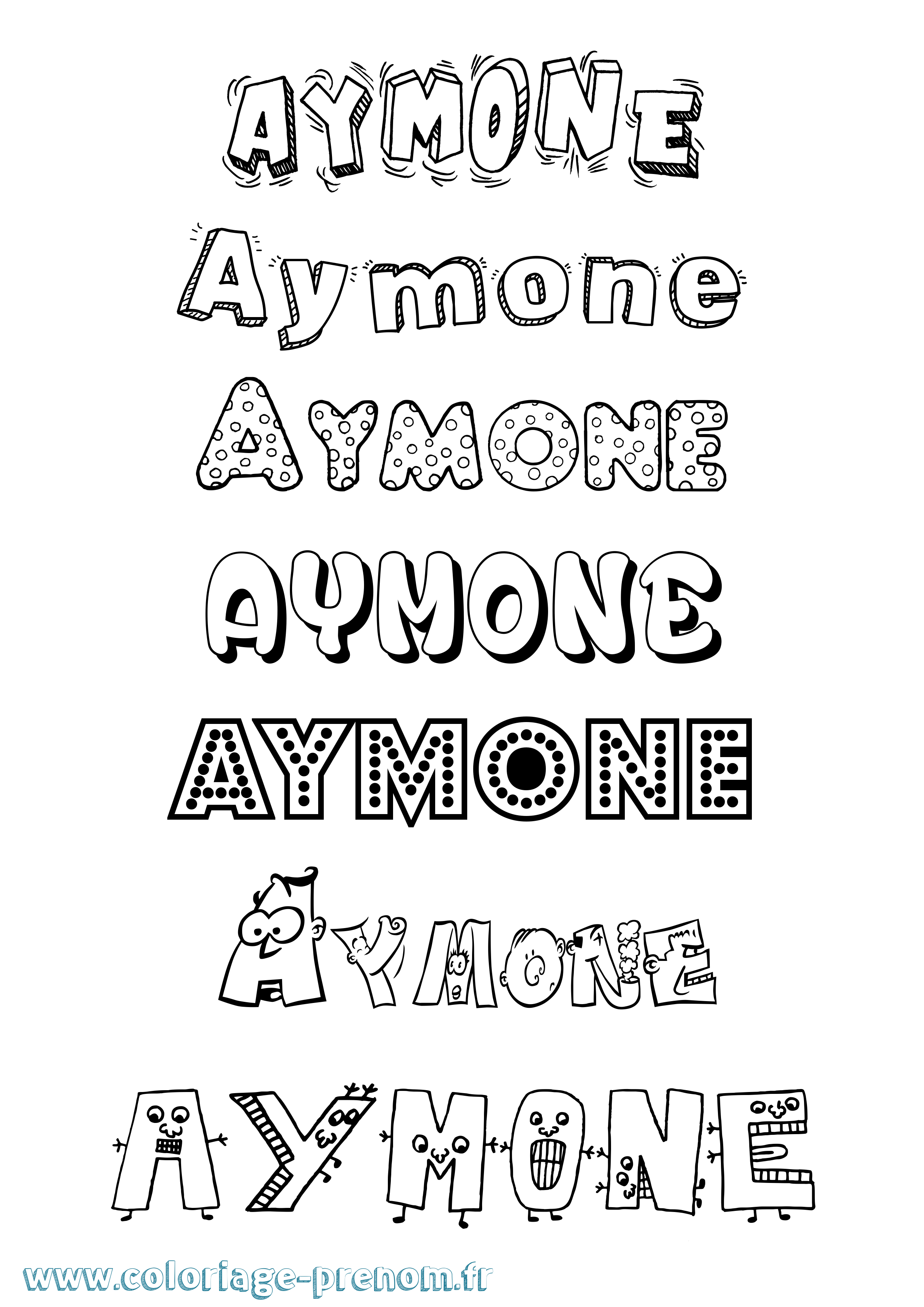 Coloriage prénom Aymone Fun