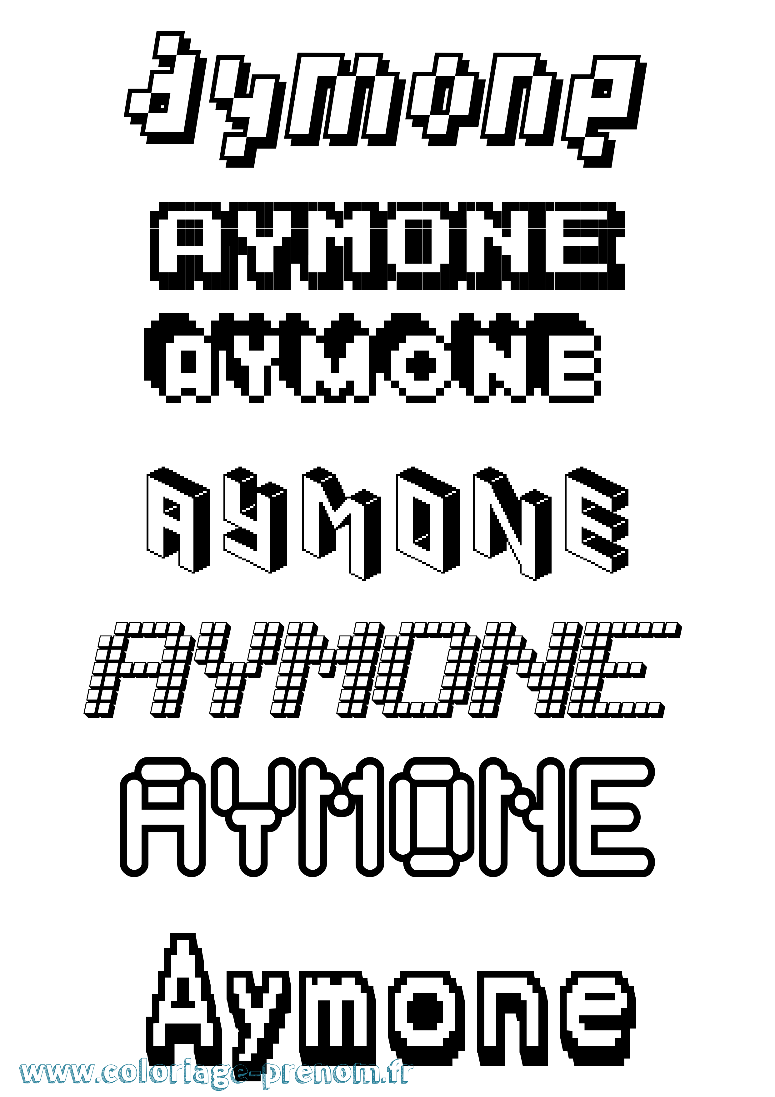 Coloriage prénom Aymone Pixel