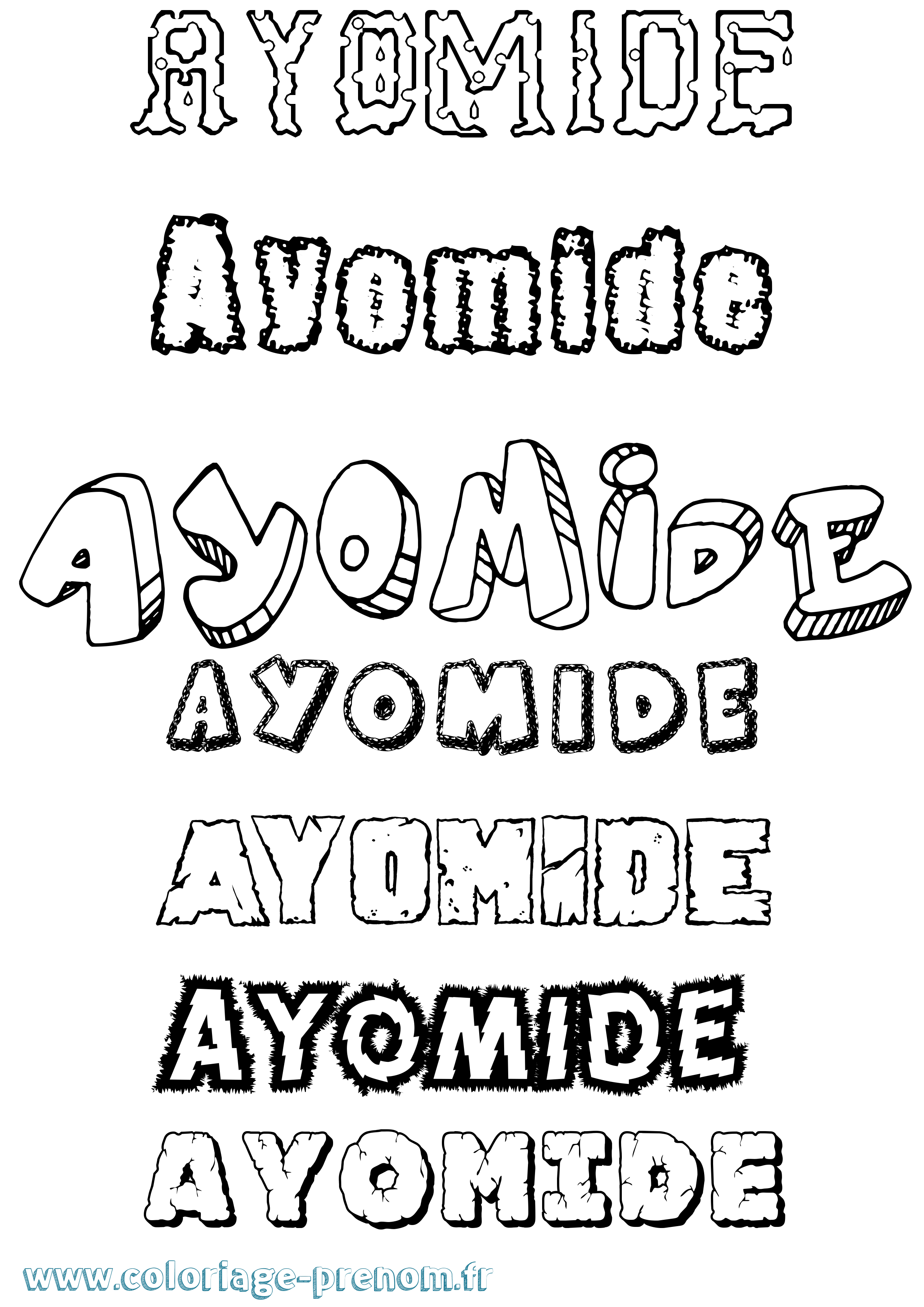 Coloriage prénom Ayomide Destructuré