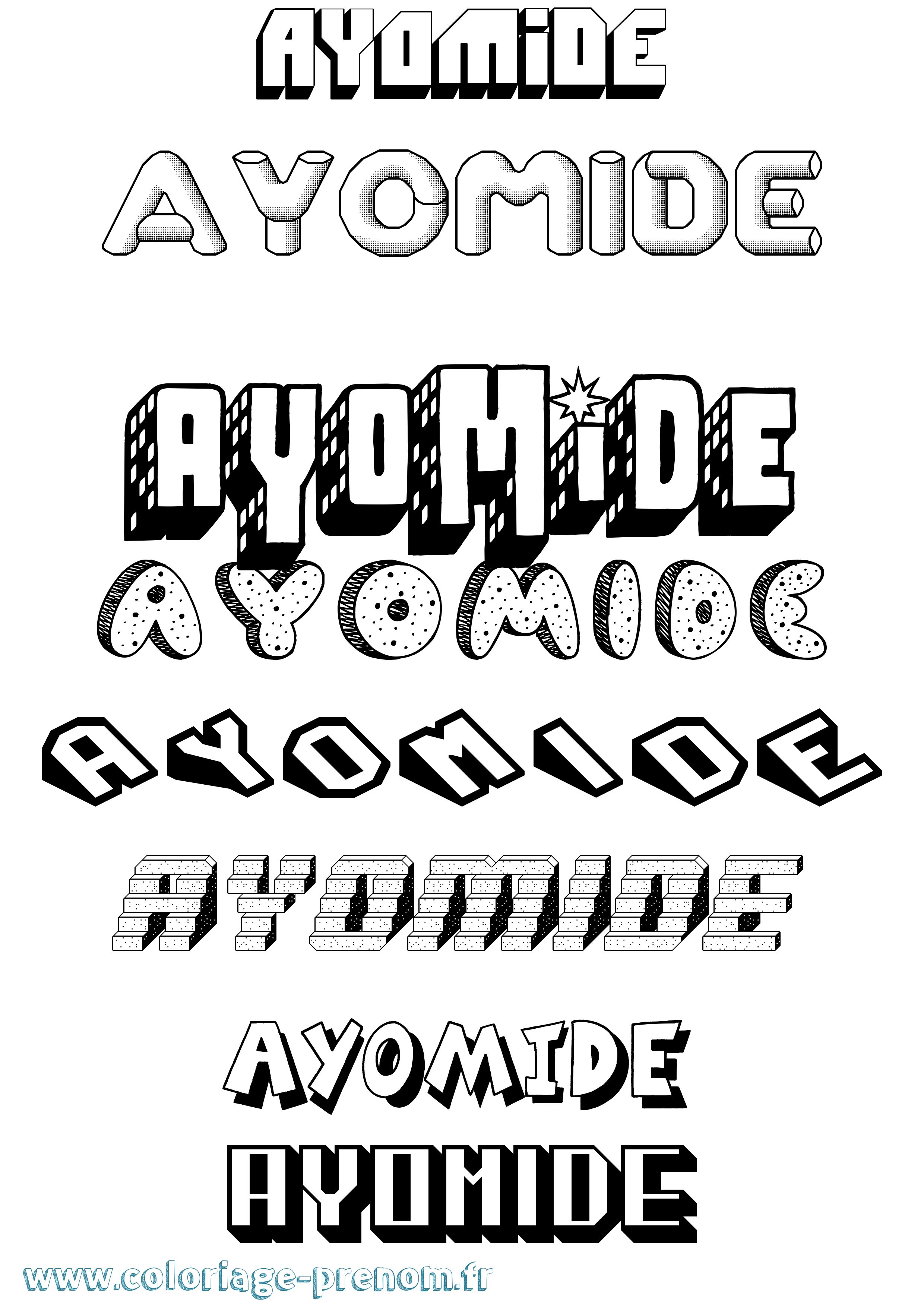 Coloriage prénom Ayomide Effet 3D