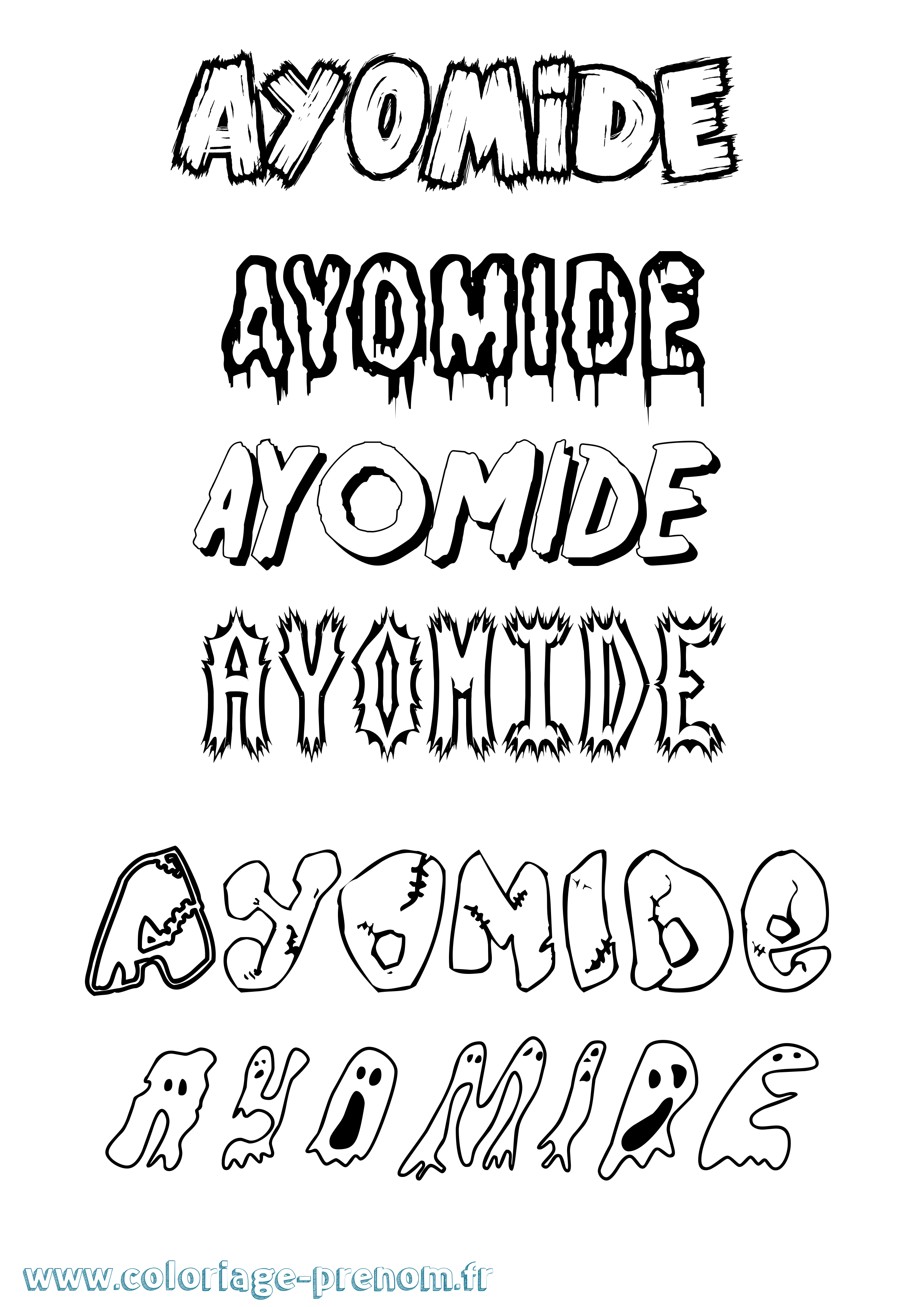 Coloriage prénom Ayomide Frisson
