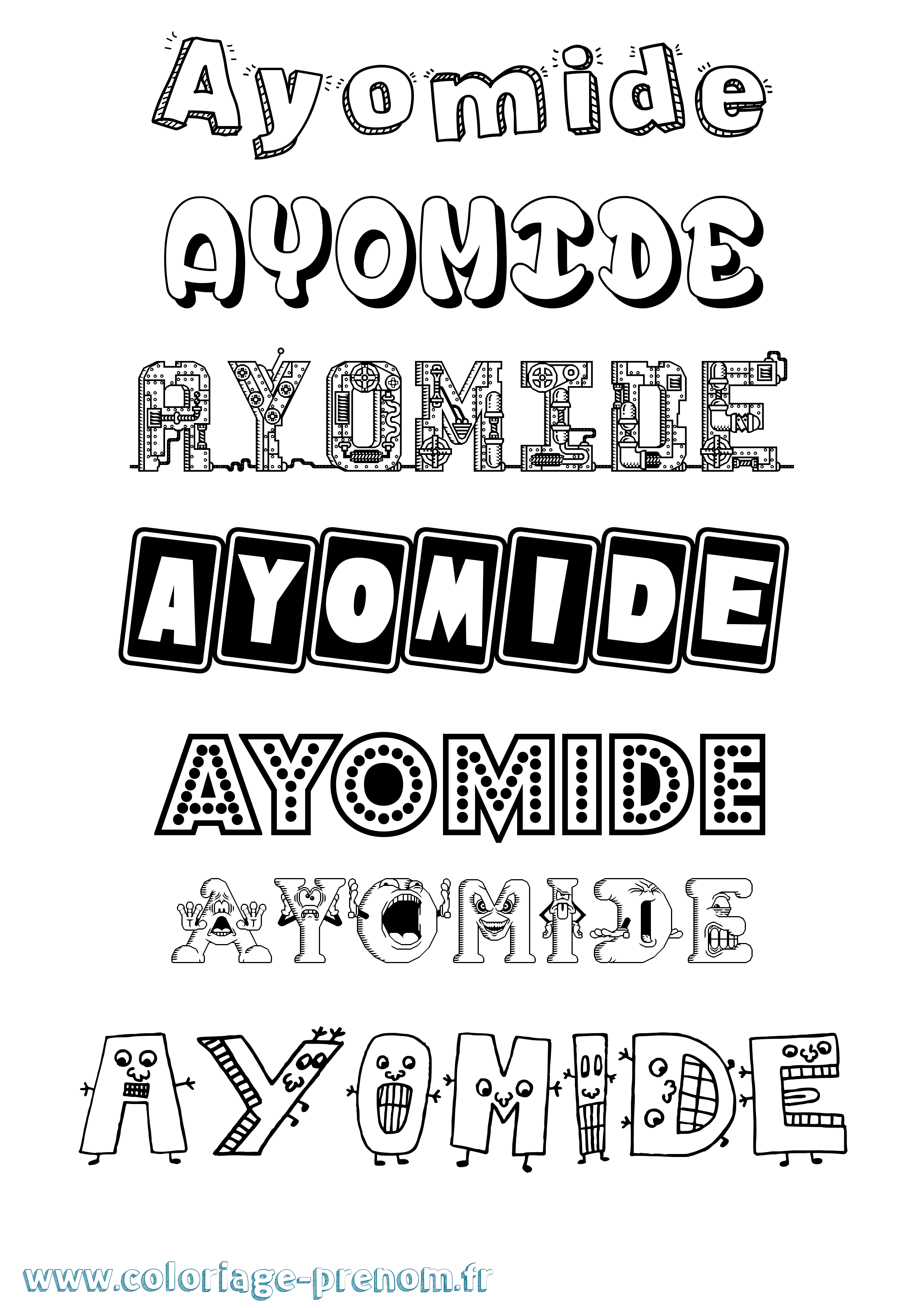 Coloriage prénom Ayomide Fun