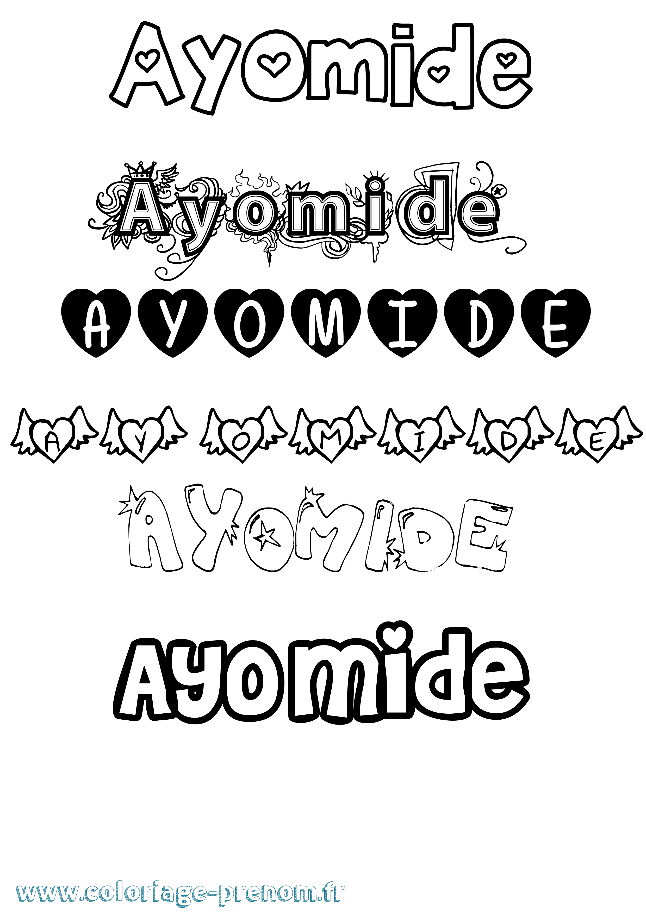 Coloriage prénom Ayomide Girly