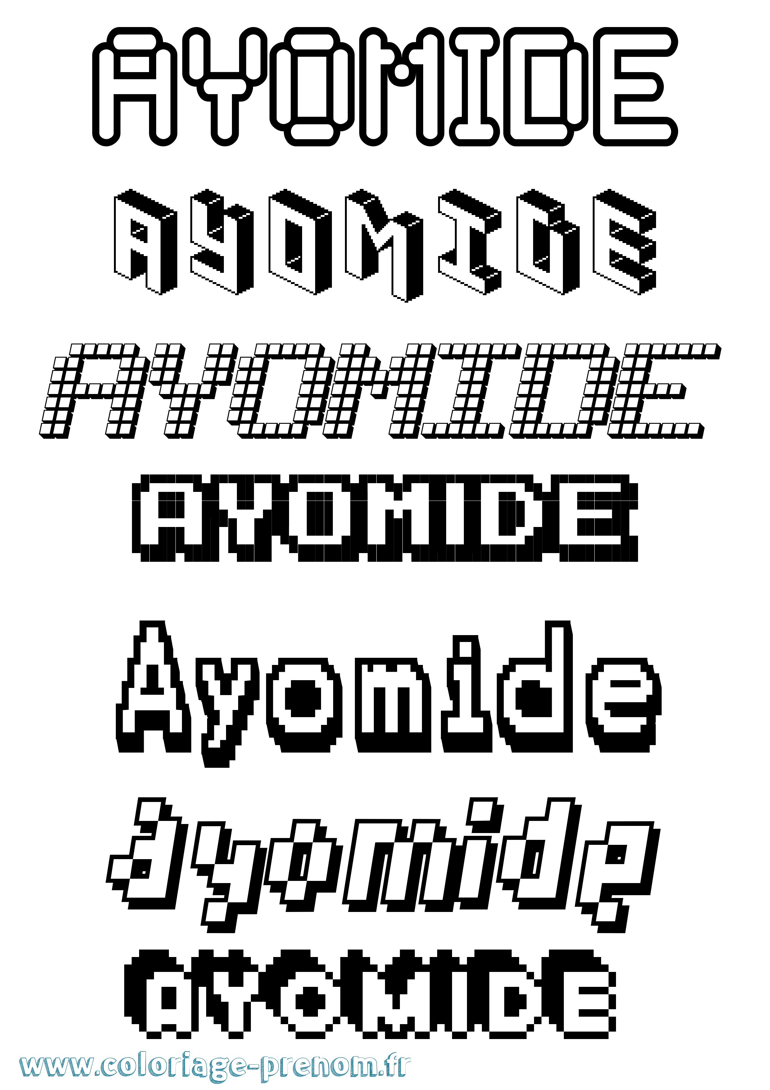 Coloriage prénom Ayomide Pixel