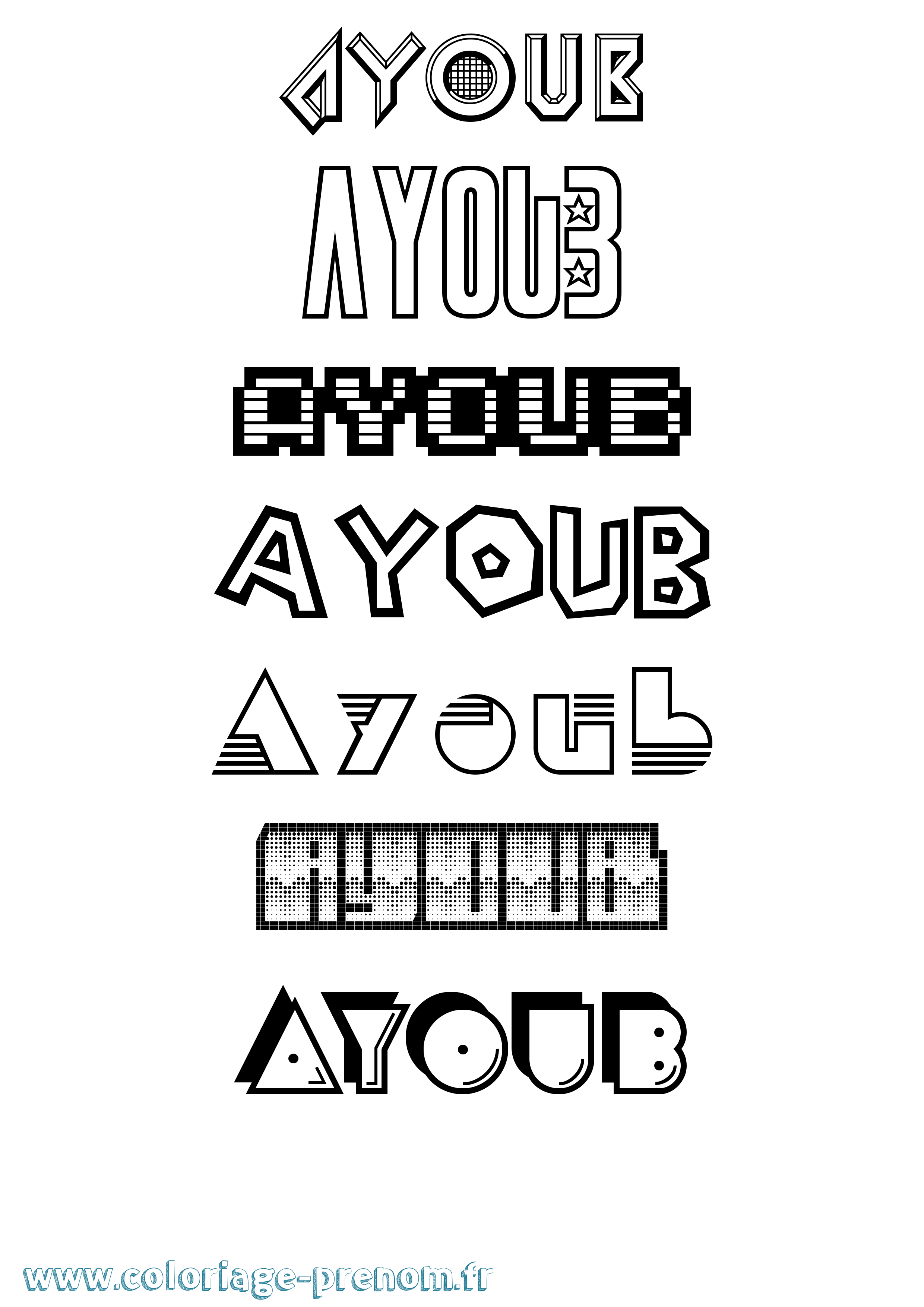 Coloriage prénom Ayoub
