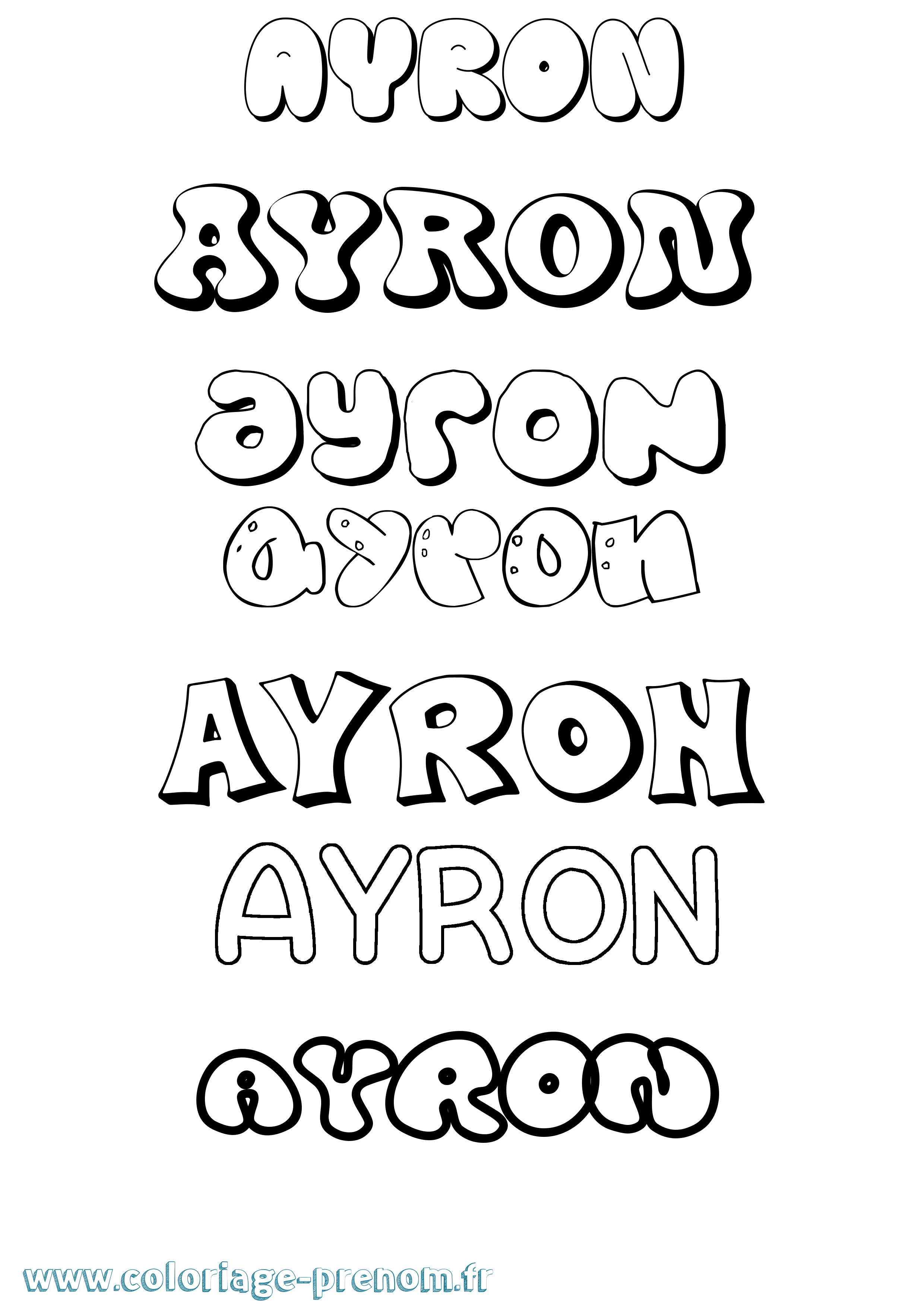 Coloriage Ayron Bubble Coloriage prénom Ayron Bubble