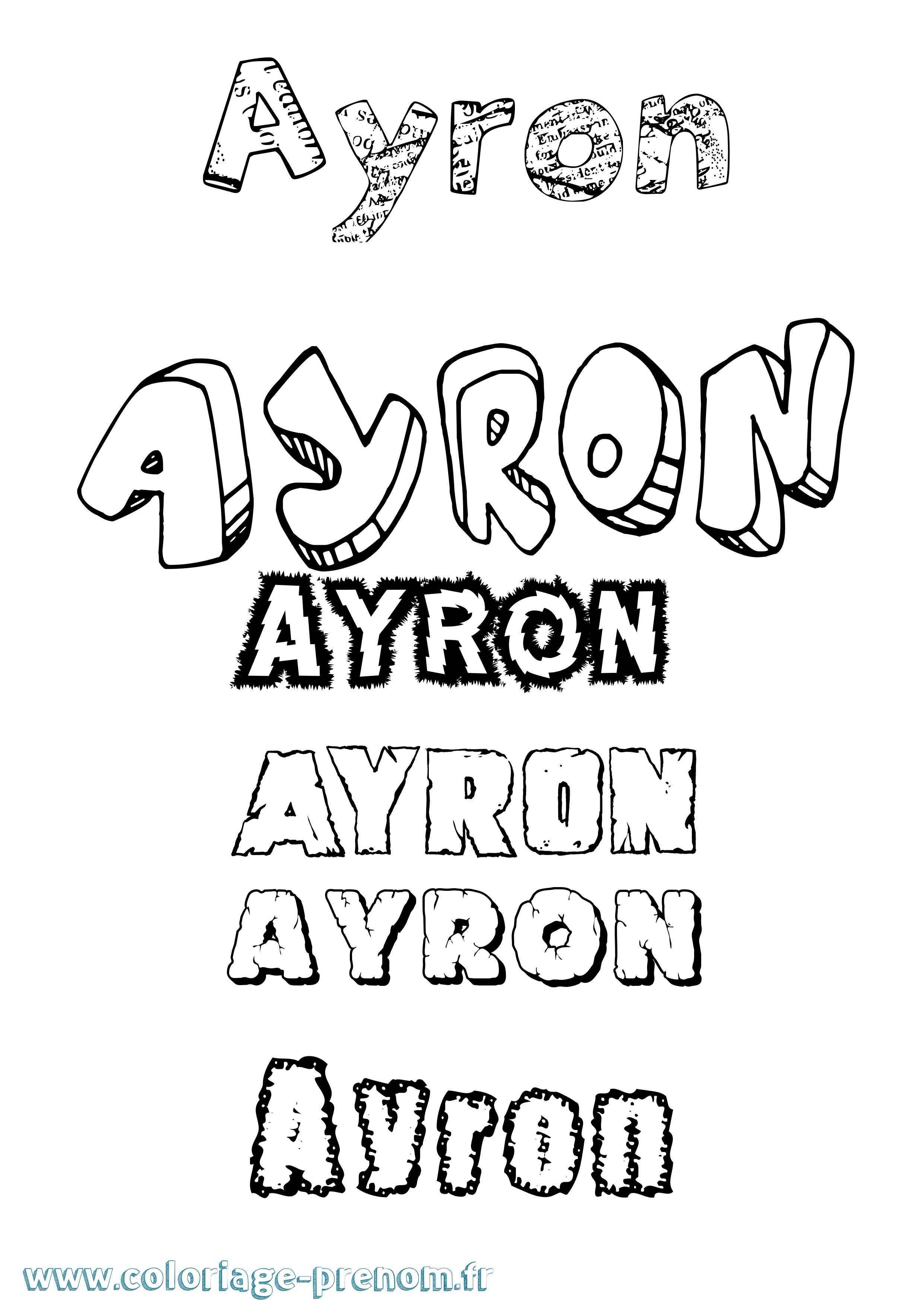 Coloriage Ayron Destructuré Coloriage prénom Ayron Destructuré