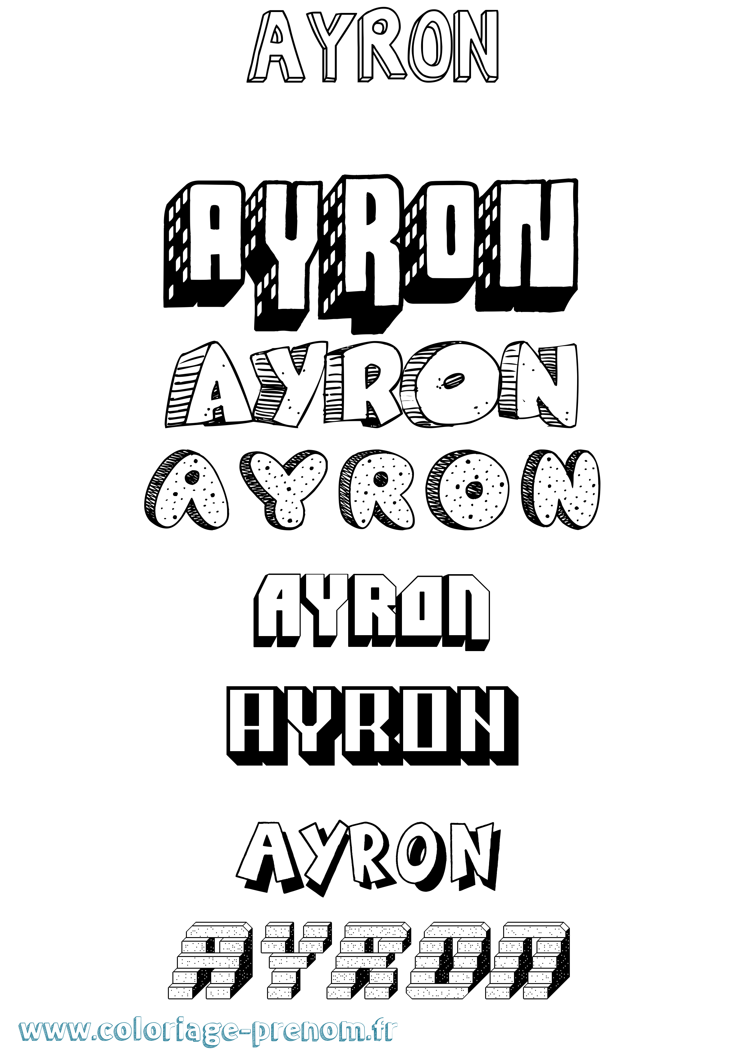 Coloriage Ayron Effet 3D Coloriage prénom Ayron Effet 3D