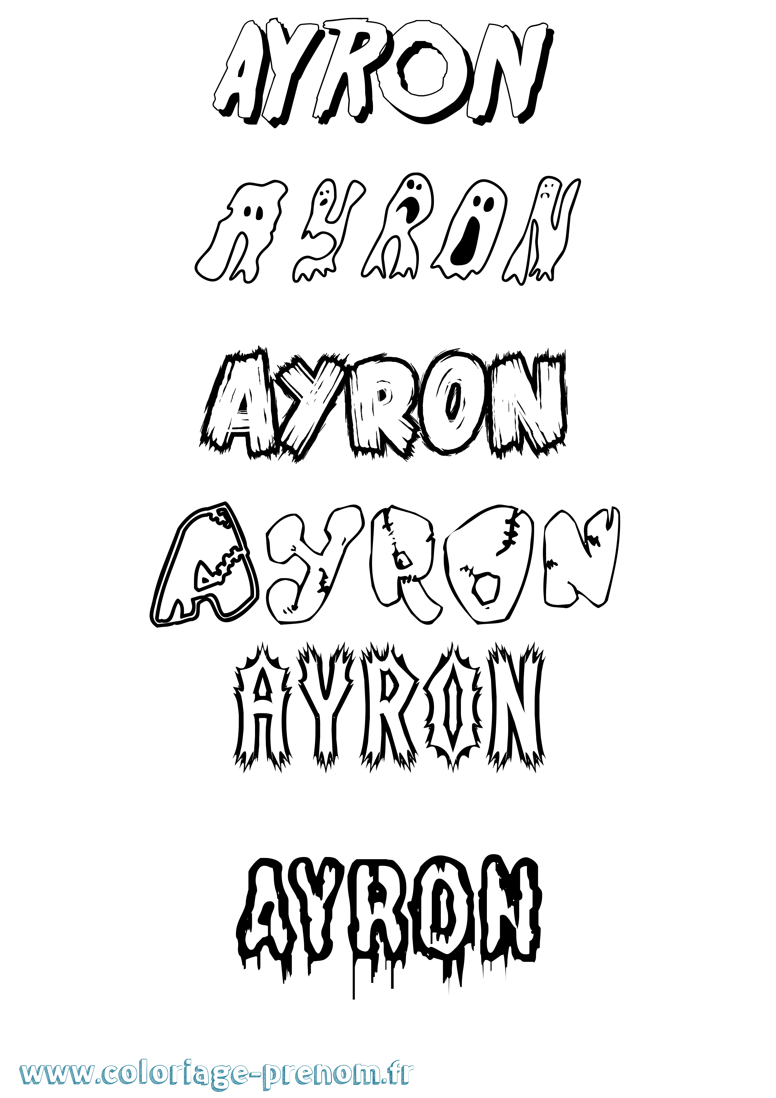 Coloriage Ayron Frisson Coloriage prénom Ayron Frisson