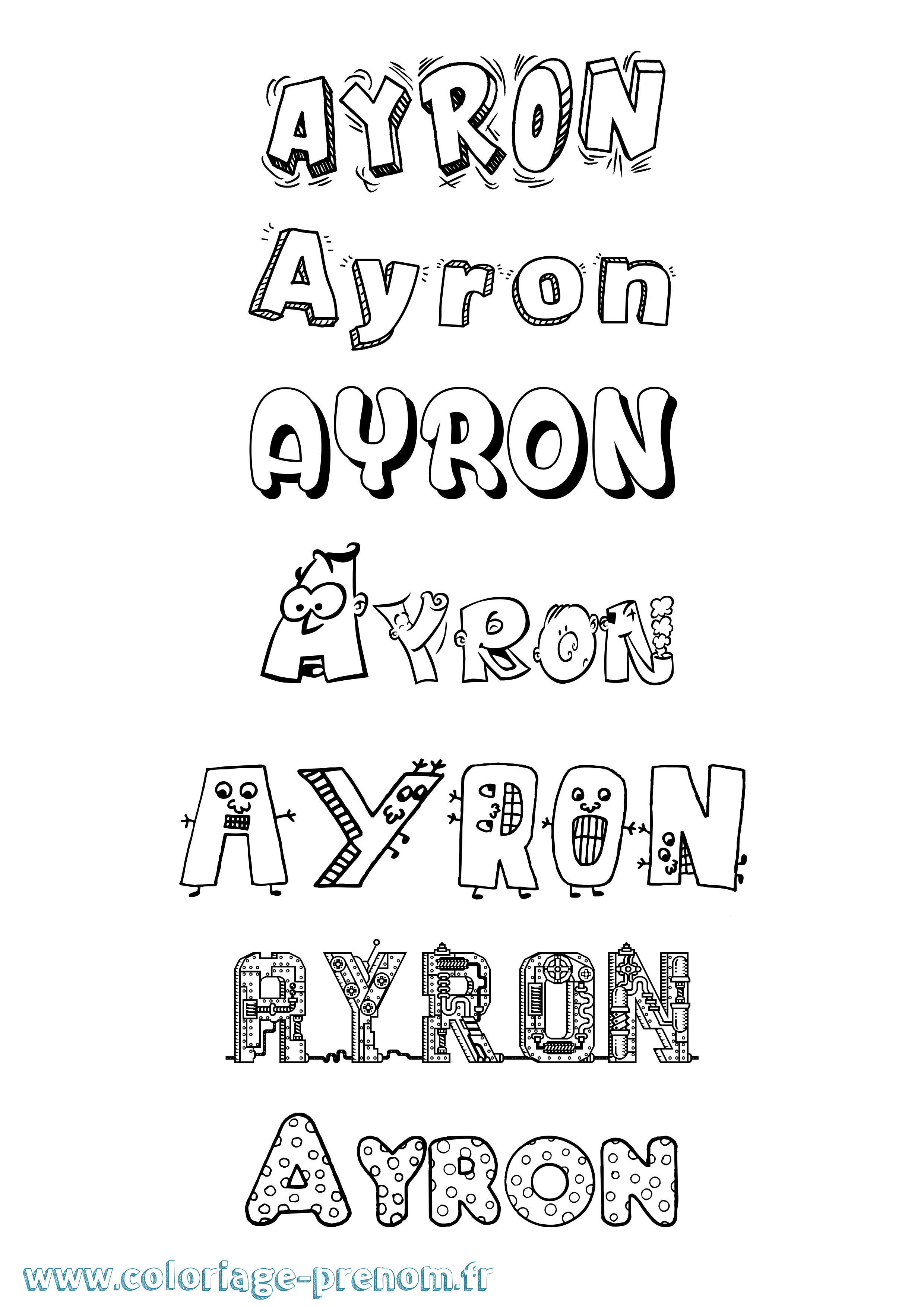 Coloriage Ayron Fun Coloriage prénom Ayron Fun