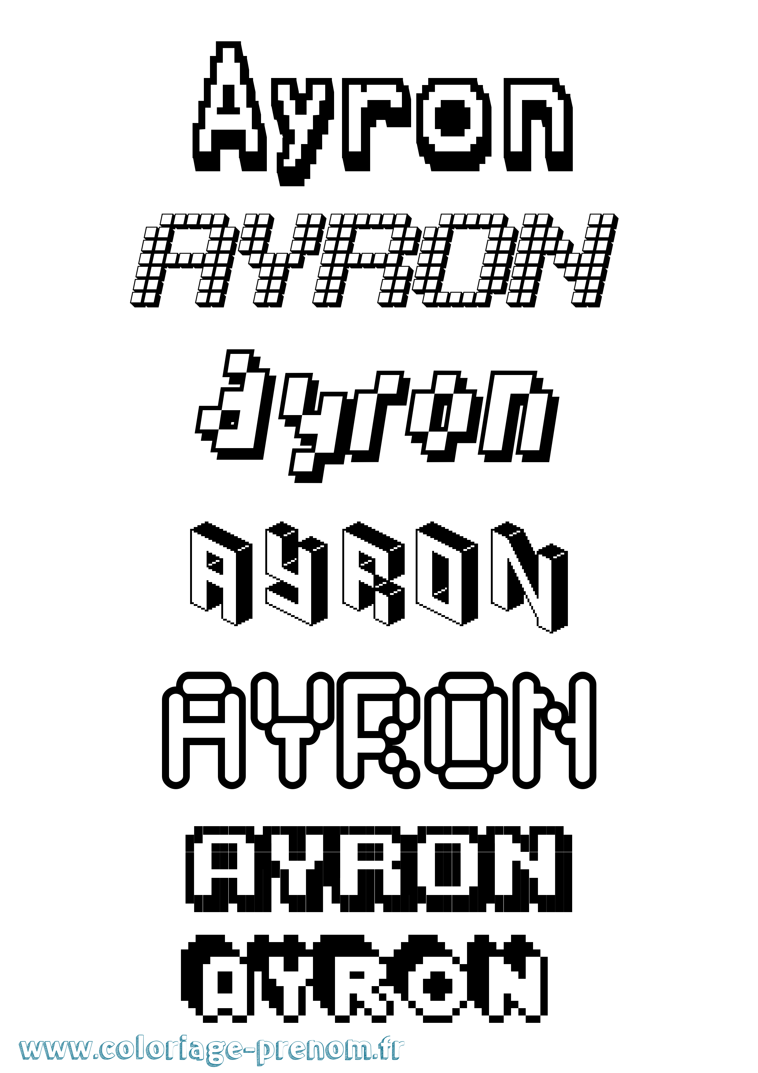Coloriage Ayron Pixel Coloriage prénom Ayron Pixel