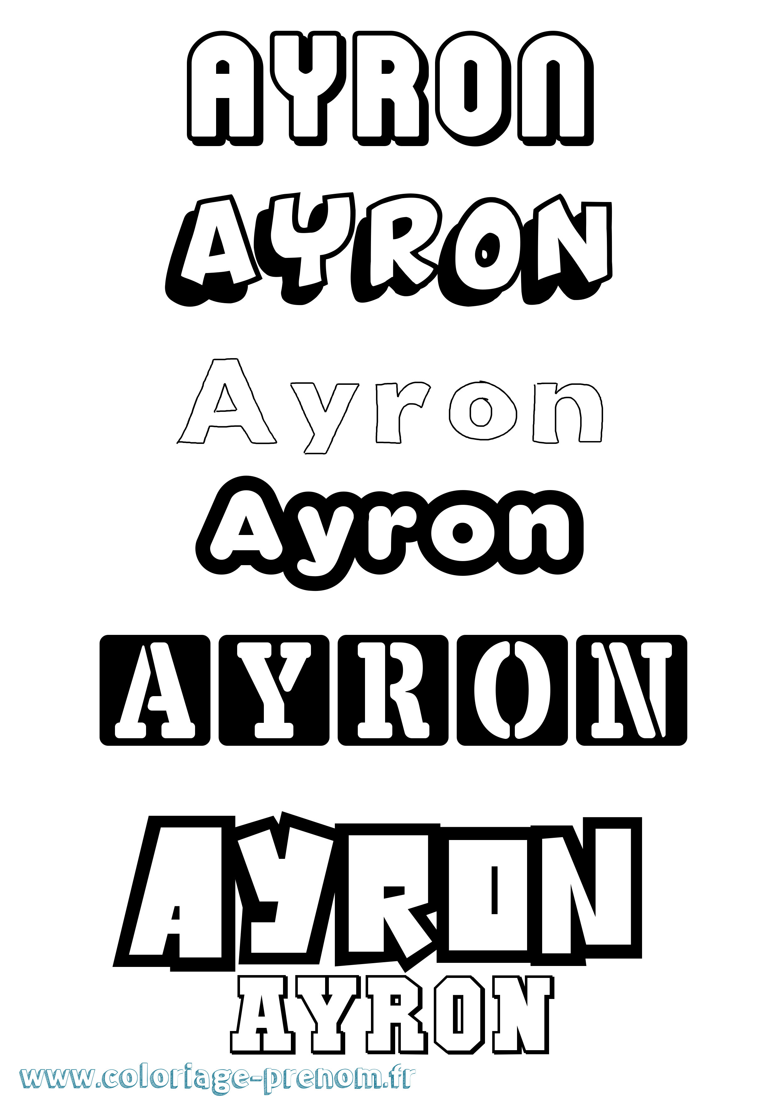 Coloriage Ayron Simple Coloriage prénom Ayron Simple