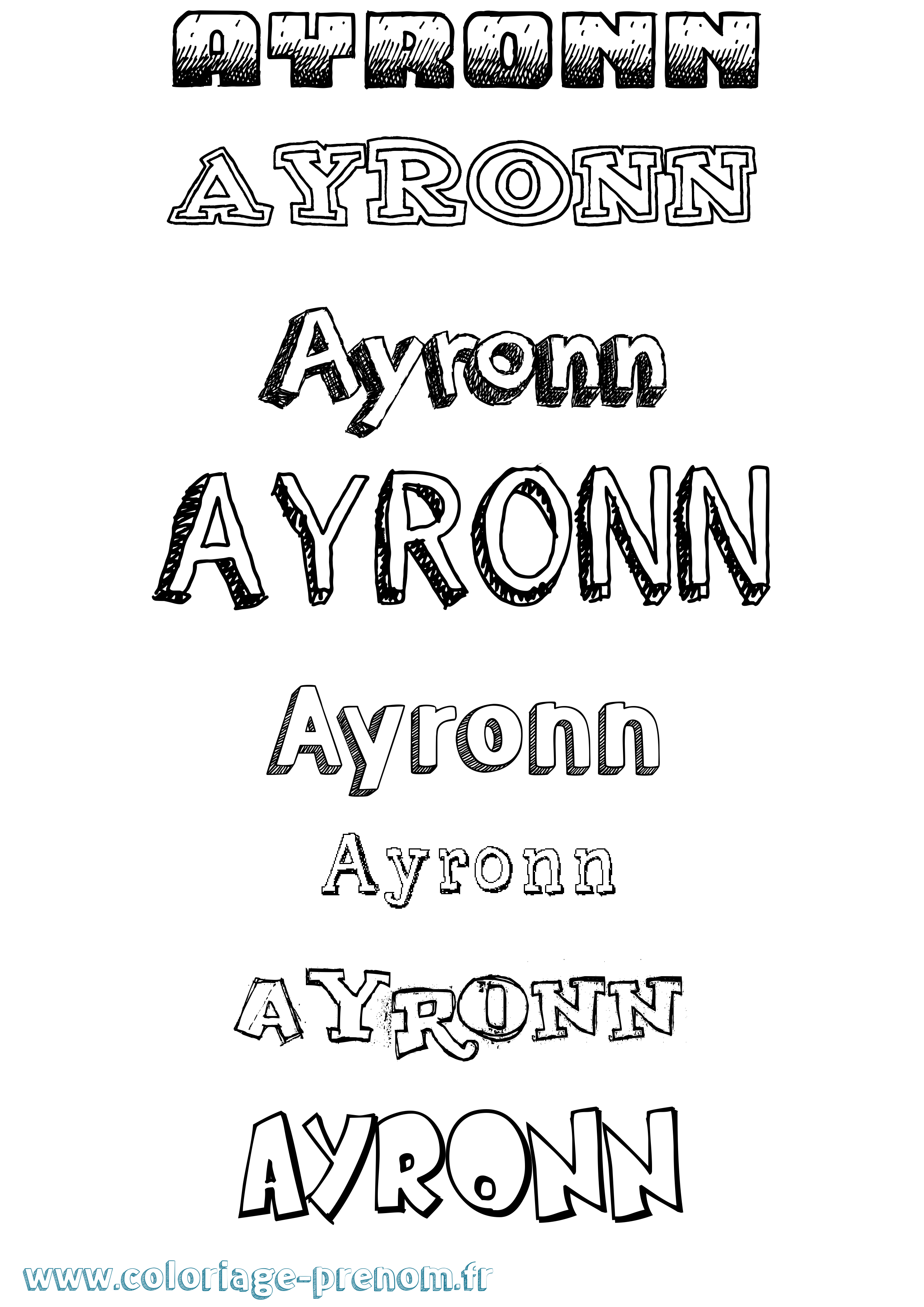 Coloriage Ayronn Dessiné Coloriage prénom Ayronn Dessiné