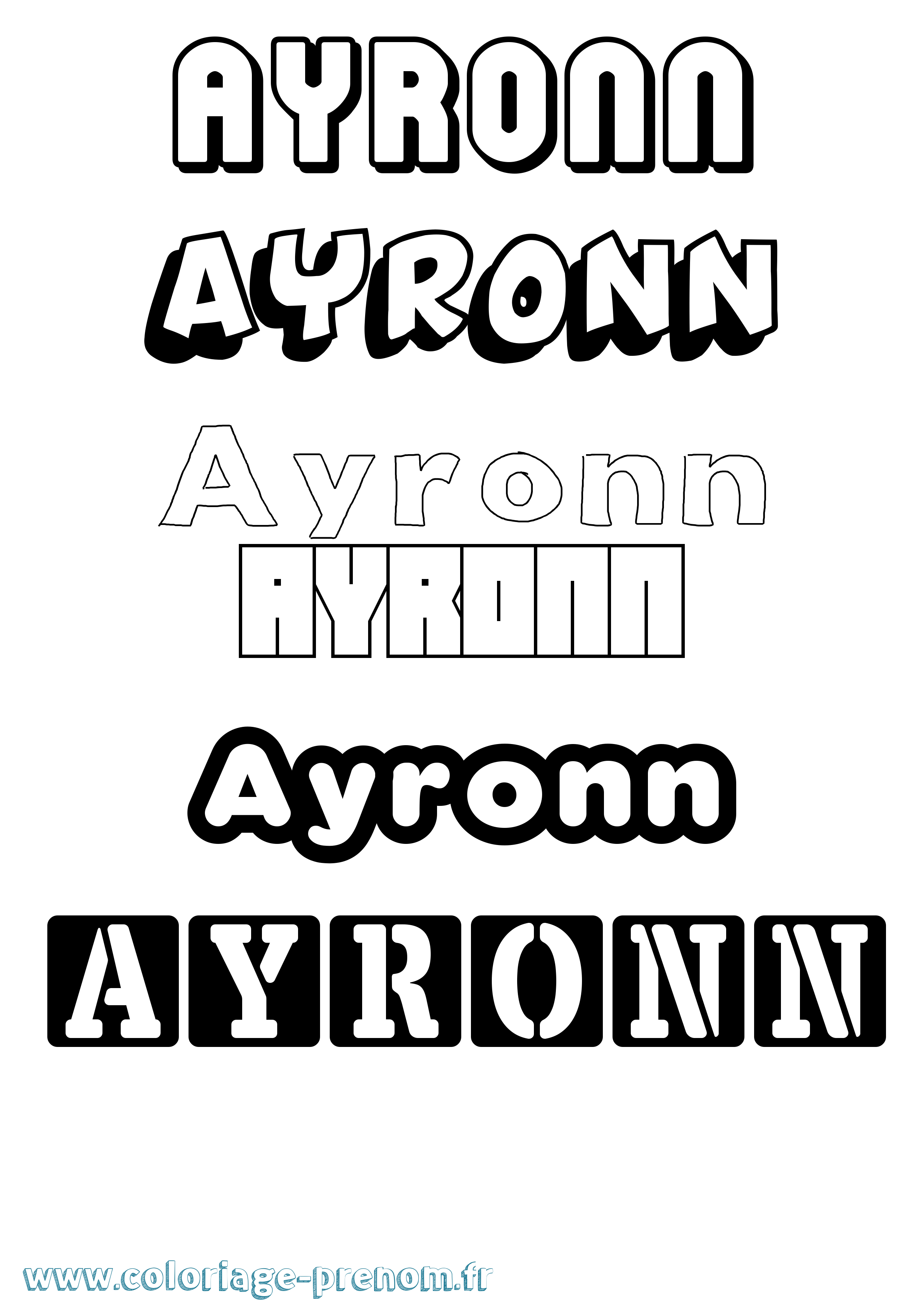 Coloriage Ayronn Simple Coloriage prénom Ayronn Simple
