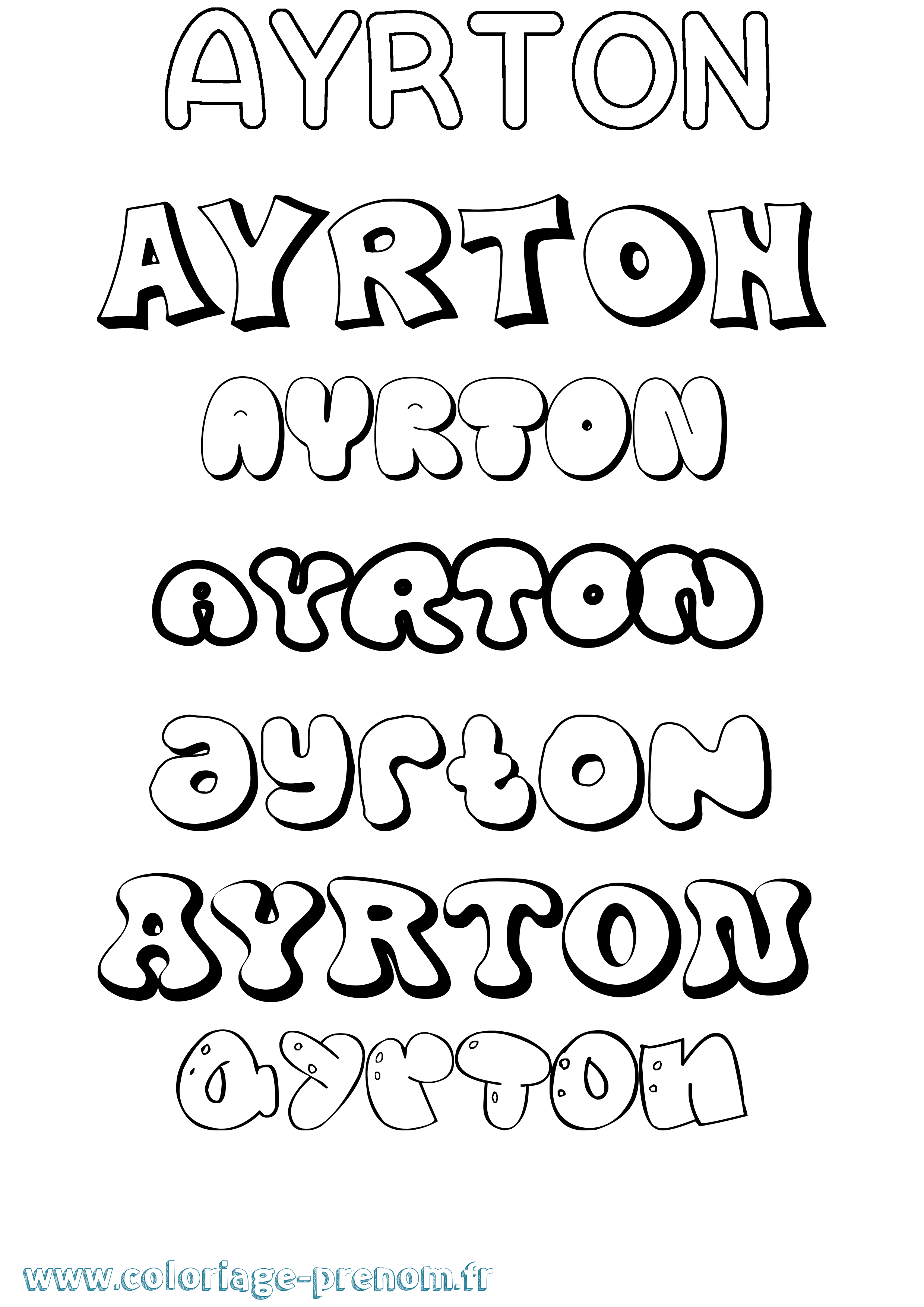 Coloriage prénom Ayrton Bubble