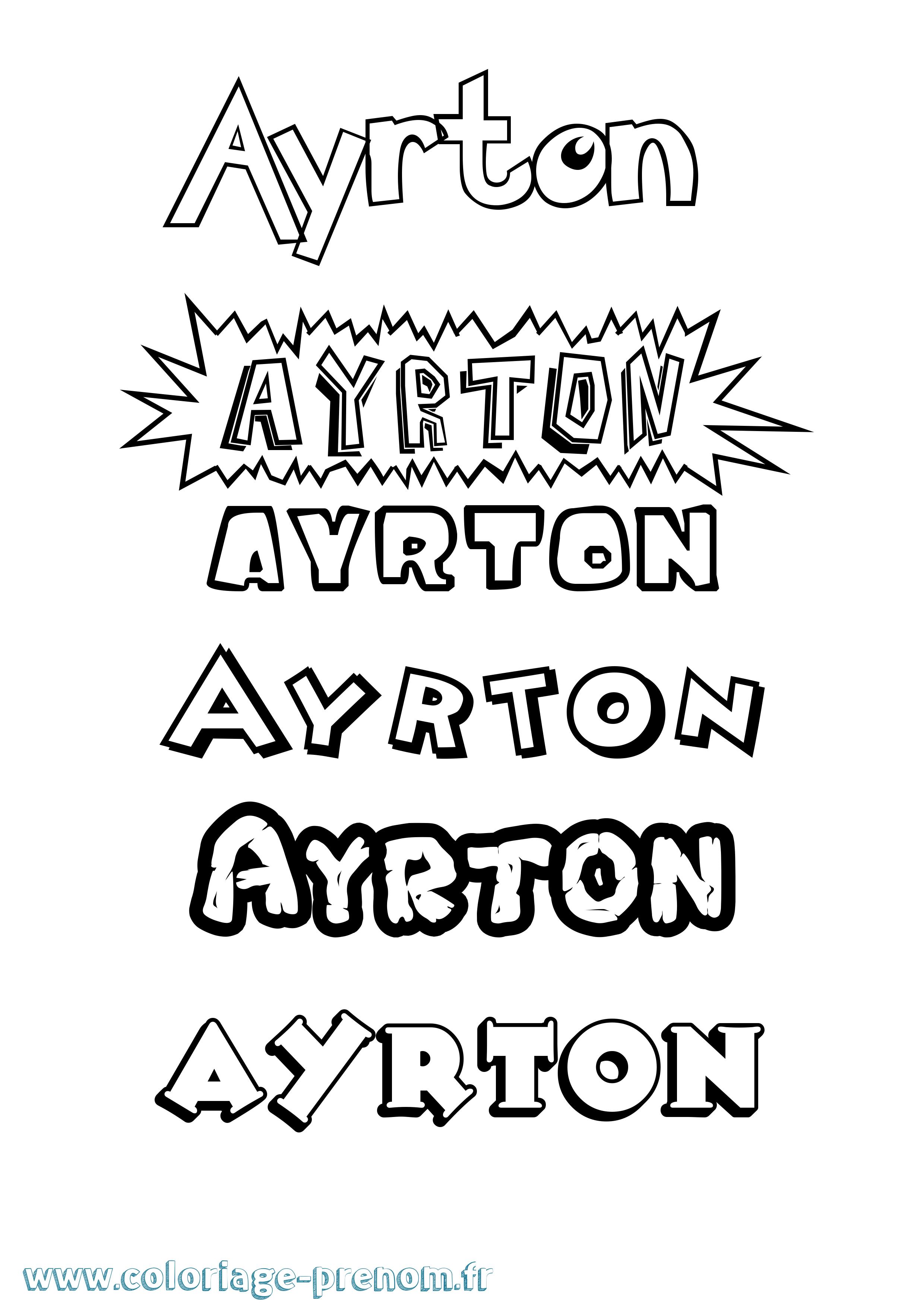 Coloriage Ayrton Dessin Animé Coloriage prénom Ayrton Dessin Animé