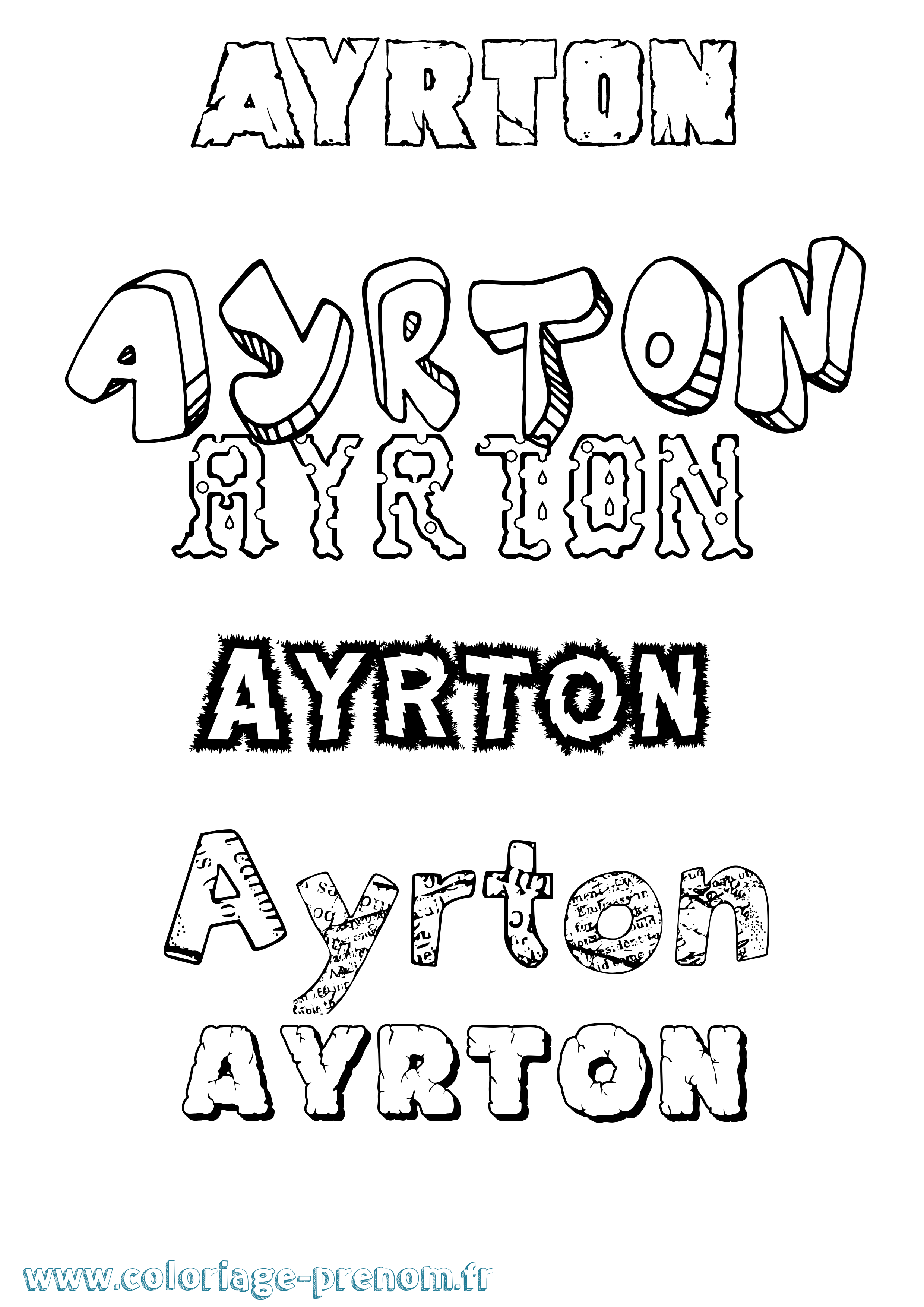 Coloriage prénom Ayrton Destructuré
