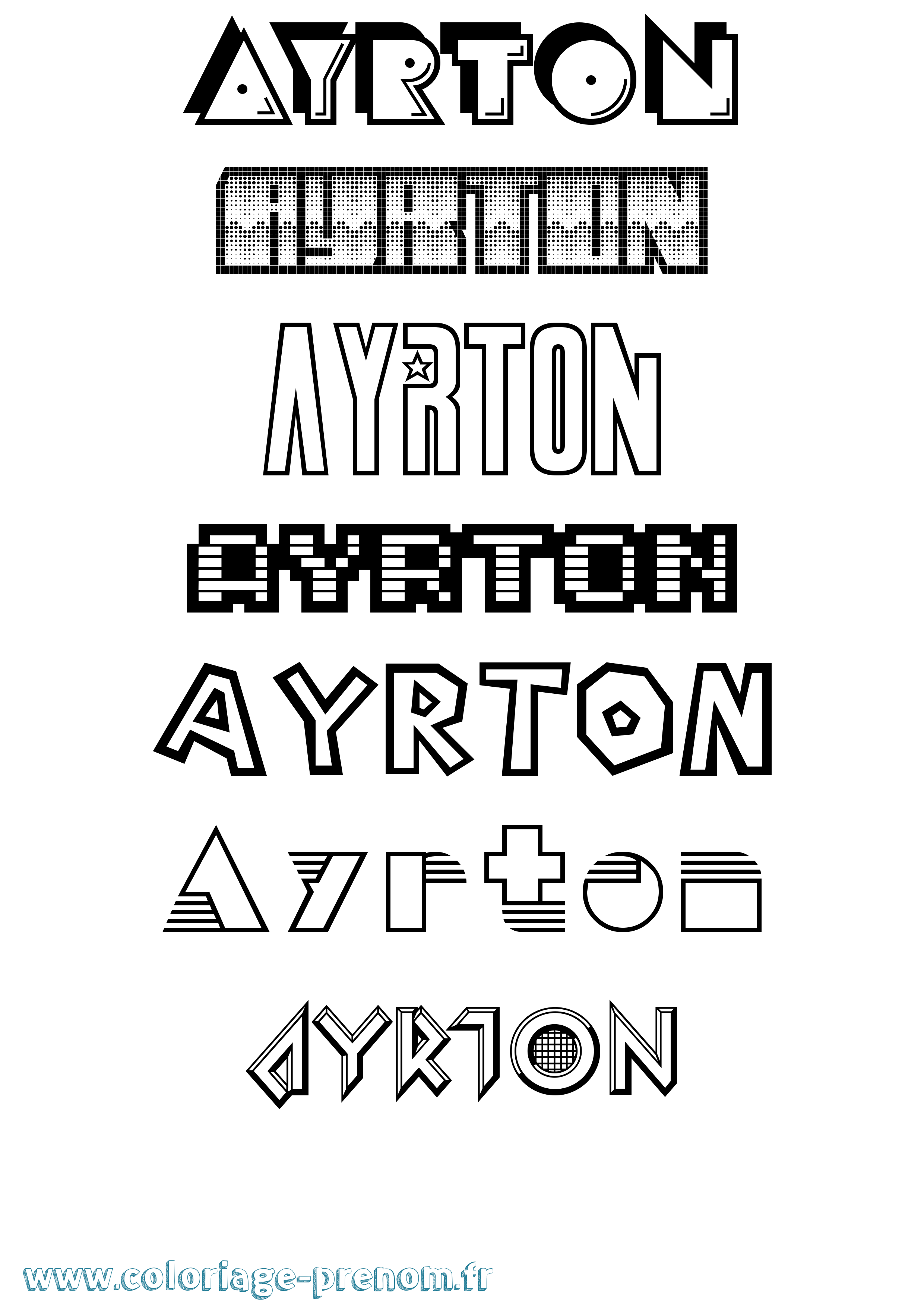 Coloriage Ayrton Jeux Vidéos Coloriage prénom Ayrton Jeux Vidéos