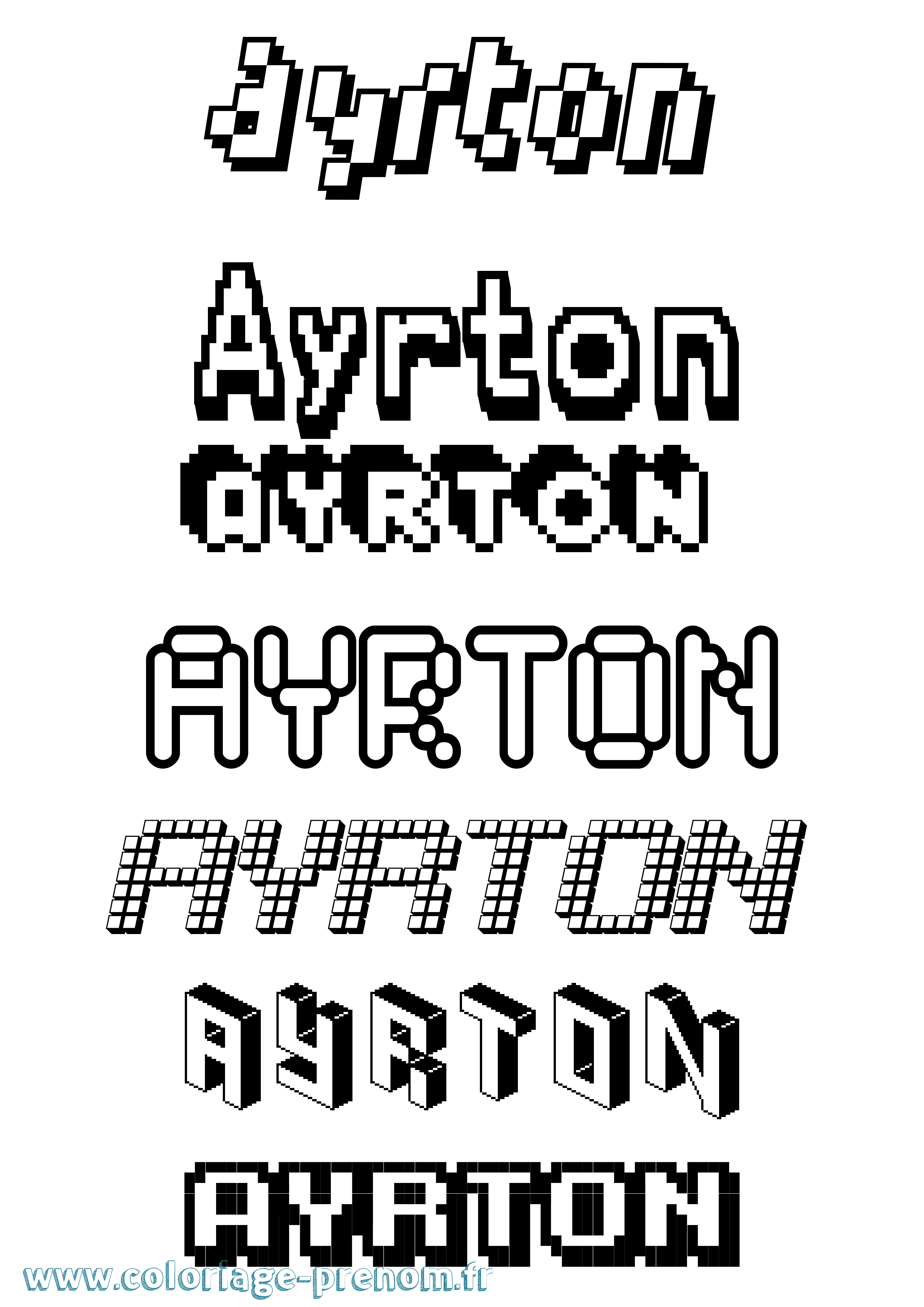 Coloriage prénom Ayrton Pixel