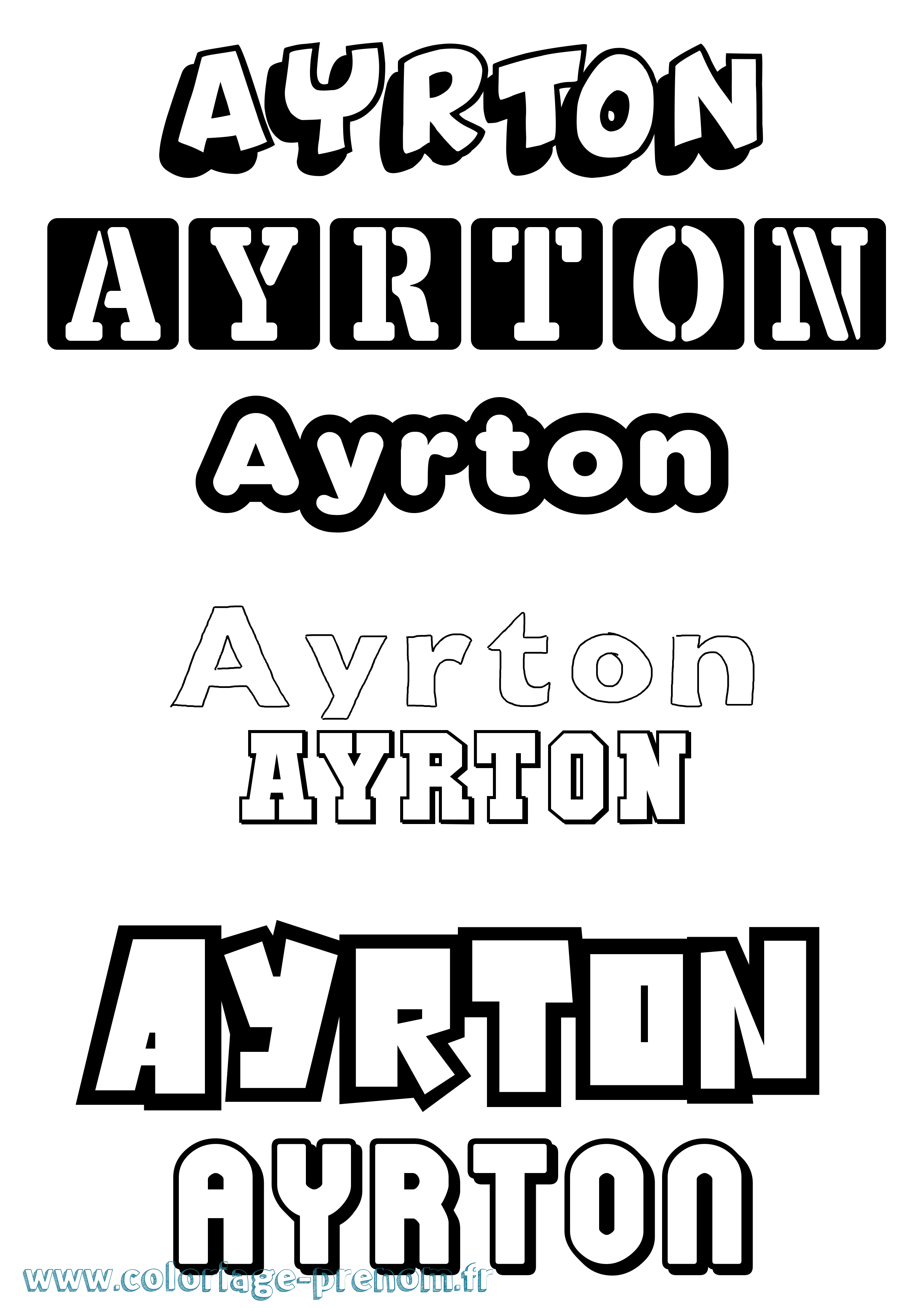 Coloriage prénom Ayrton Simple