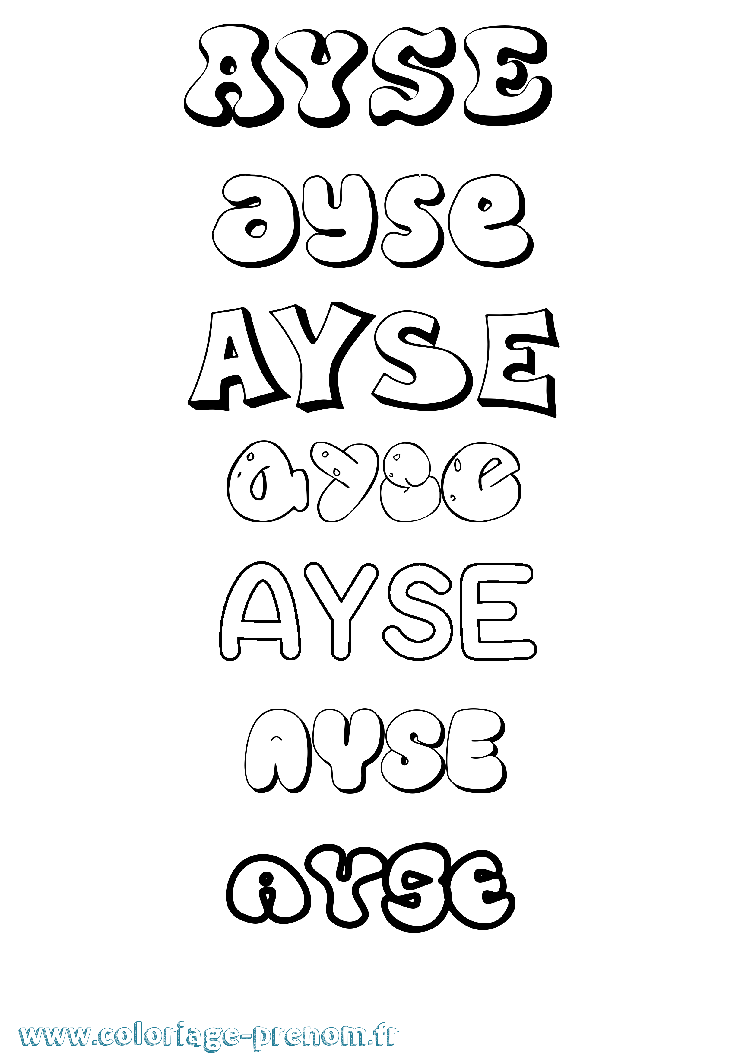 Coloriage Ayse Bubble Coloriage prénom Ayse Bubble