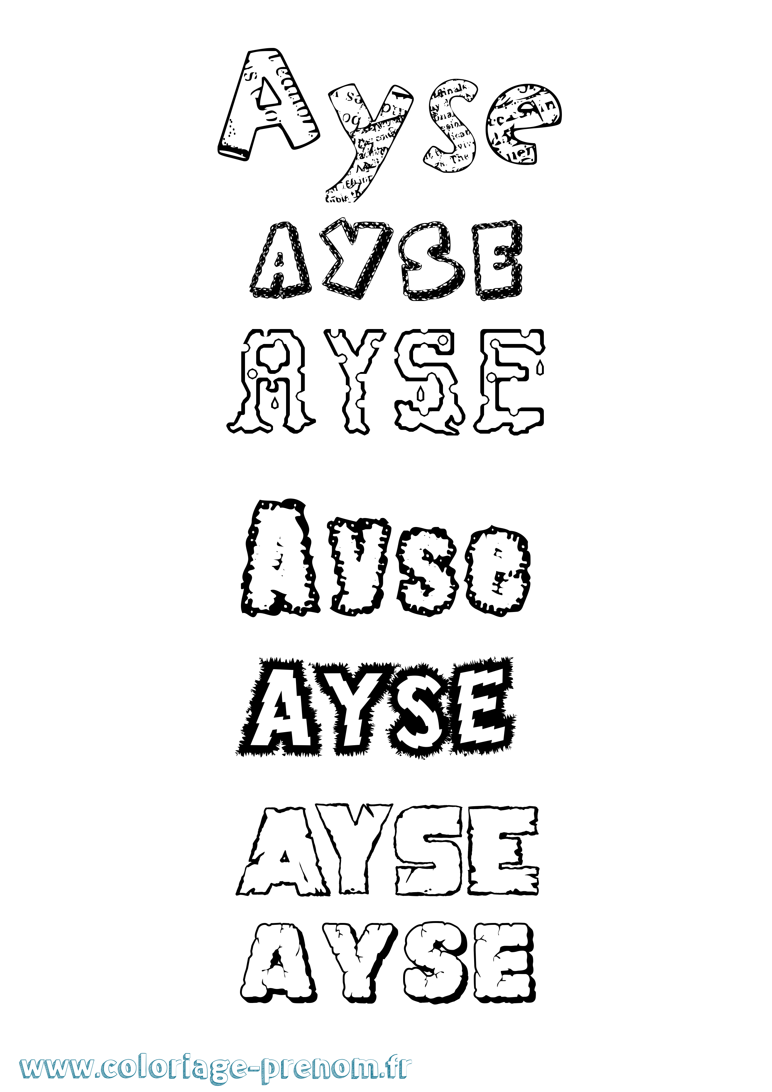 Coloriage Ayse Destructuré Coloriage prénom Ayse Destructuré