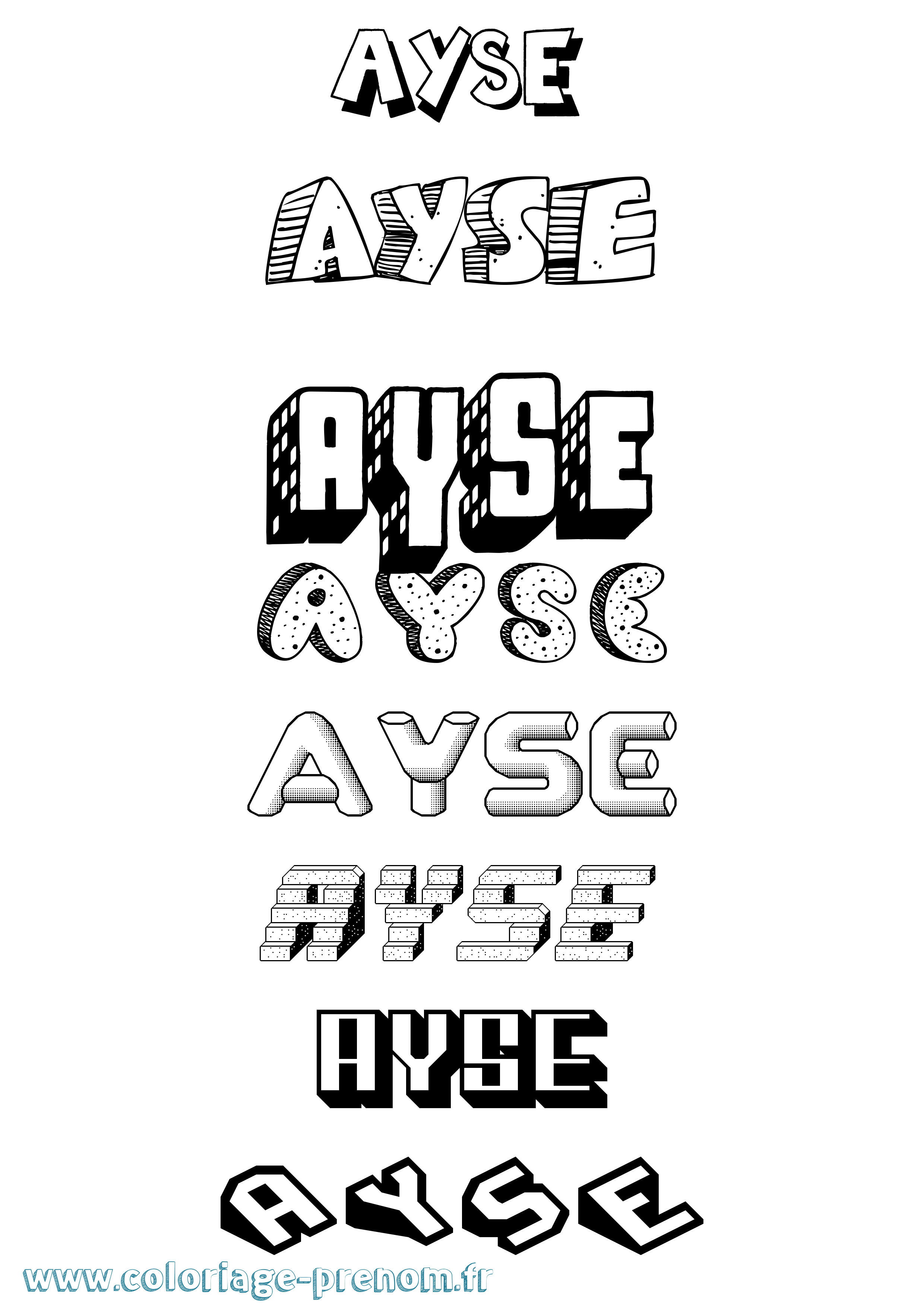 Coloriage Ayse Effet 3D Coloriage prénom Ayse Effet 3D