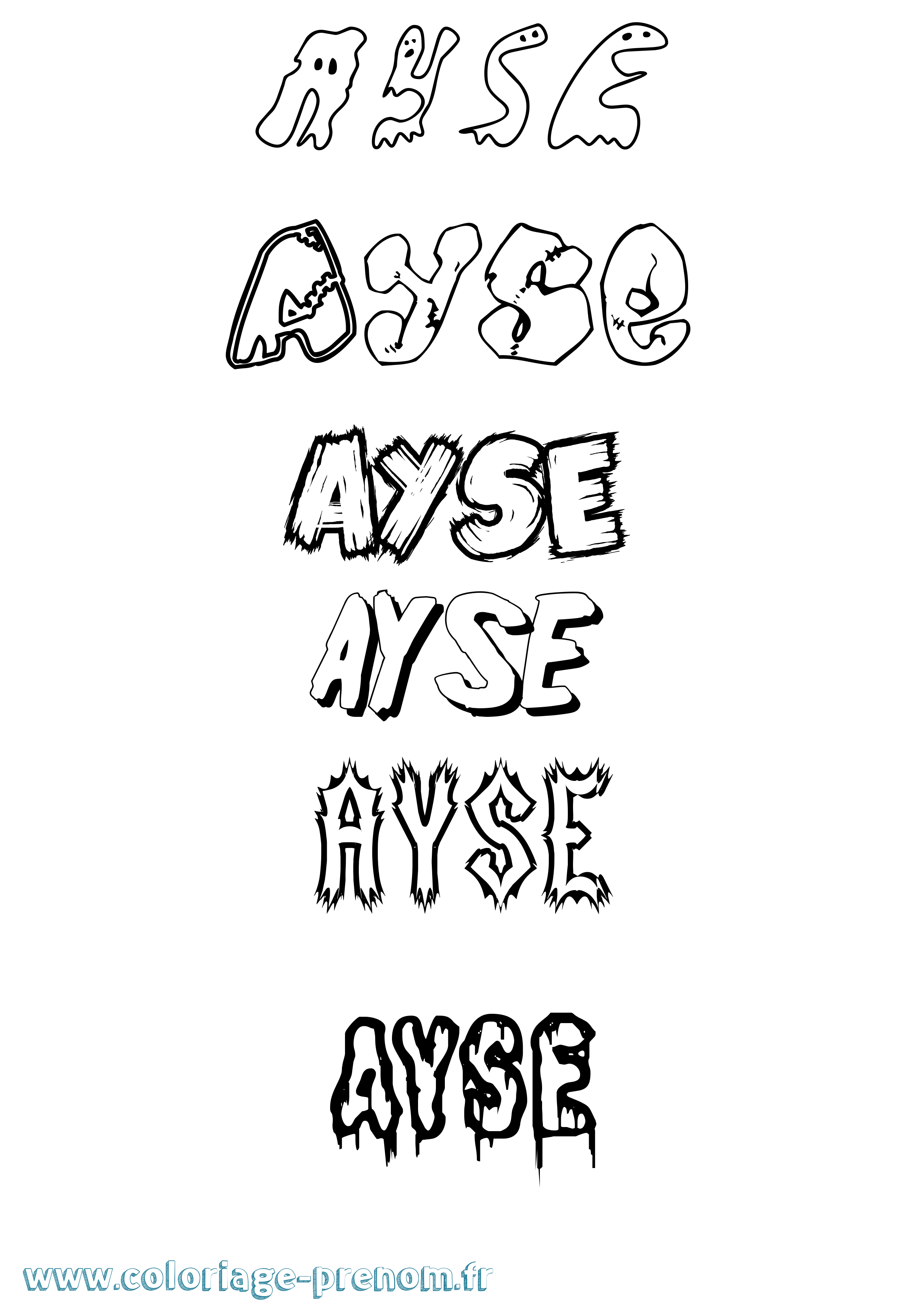 Coloriage Ayse Frisson Coloriage prénom Ayse Frisson