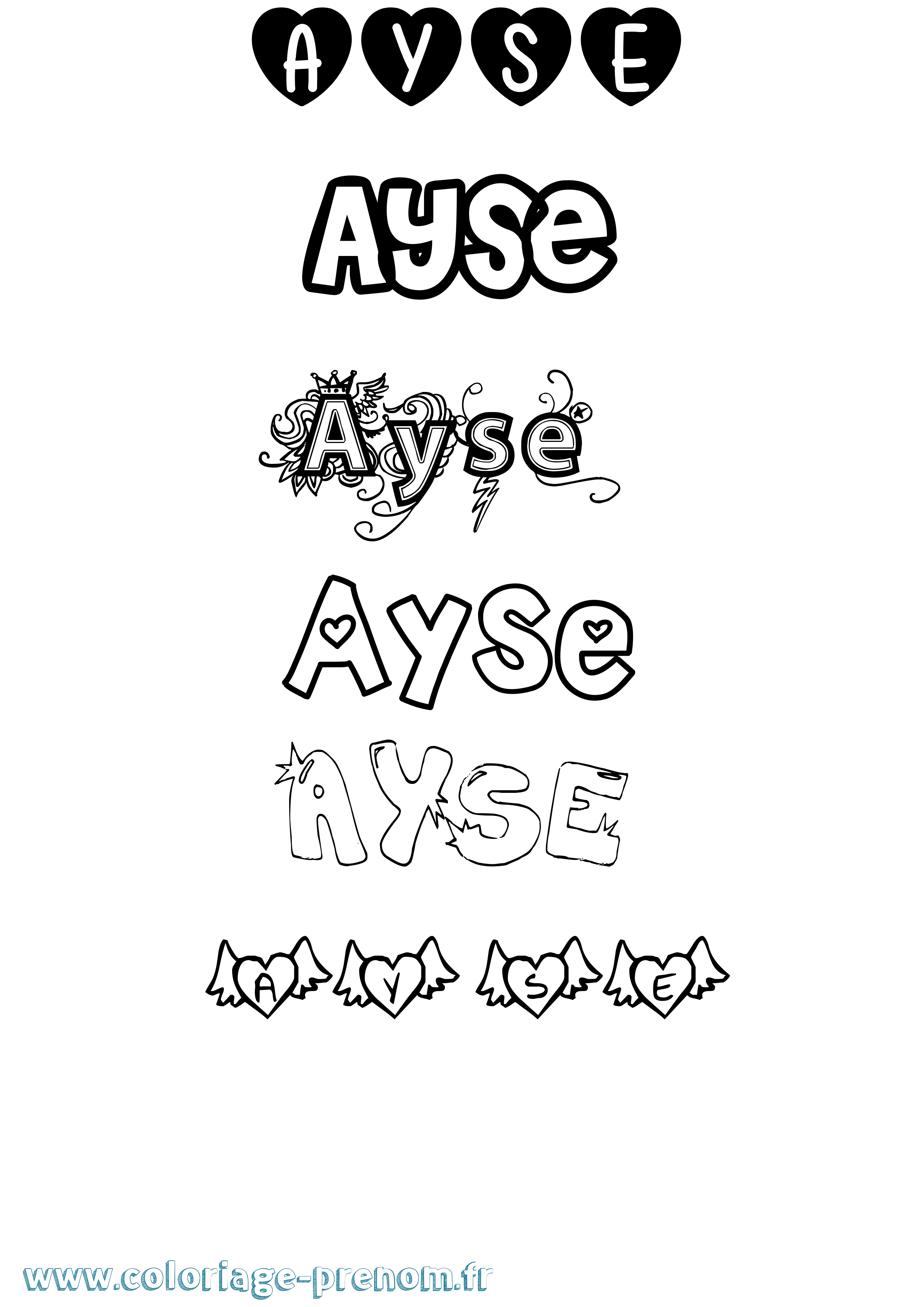 Coloriage Ayse Girly Coloriage prénom Ayse Girly