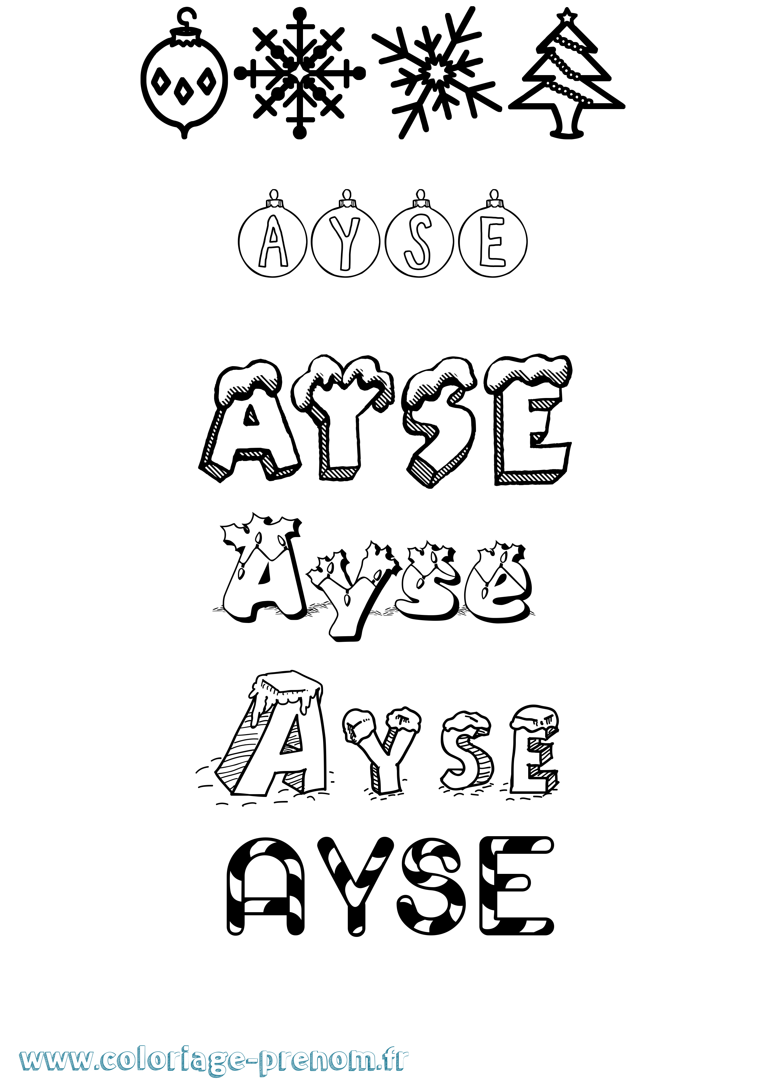Coloriage Ayse Noël Coloriage prénom Ayse Noël