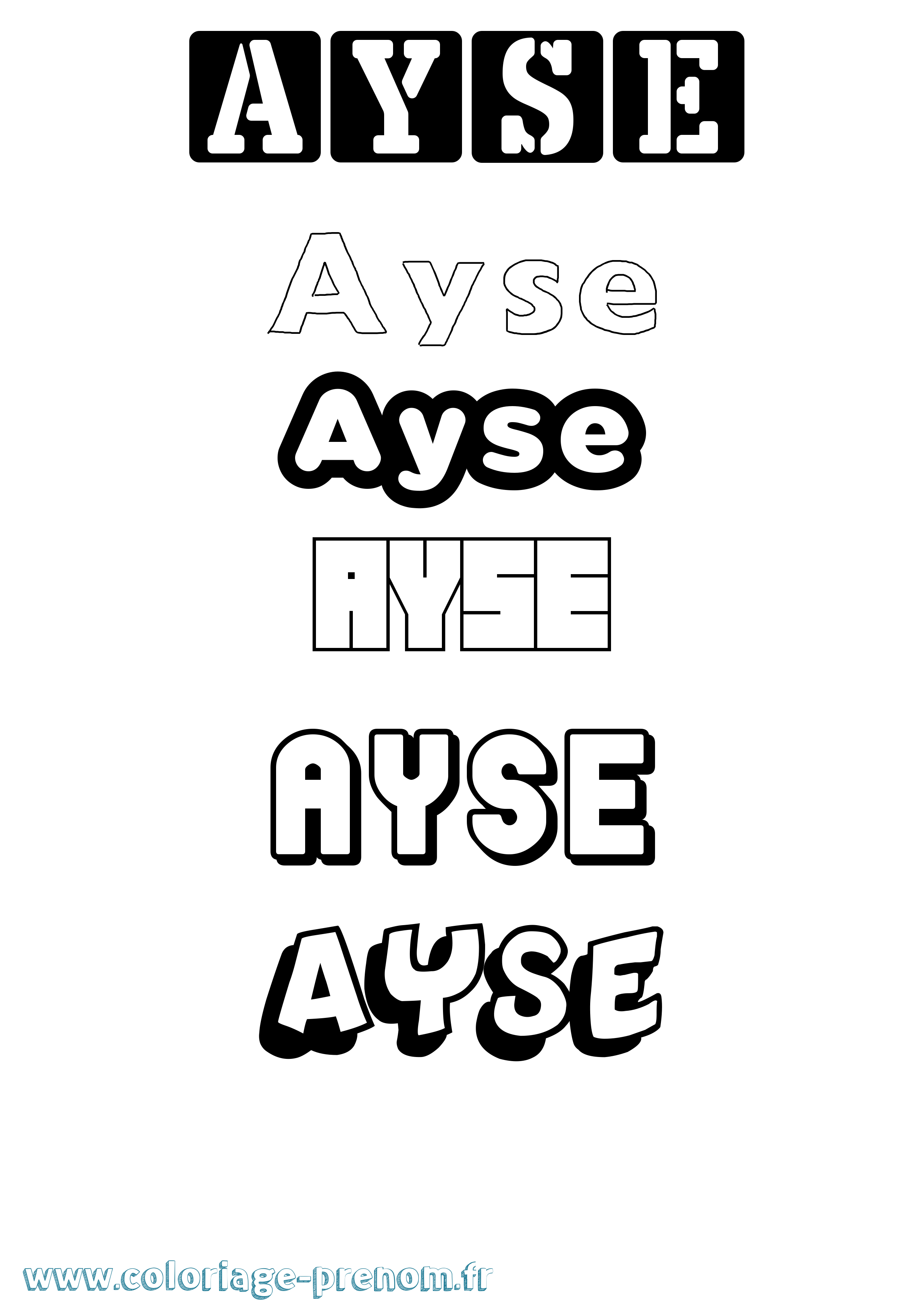 Coloriage Ayse Simple Coloriage prénom Ayse Simple