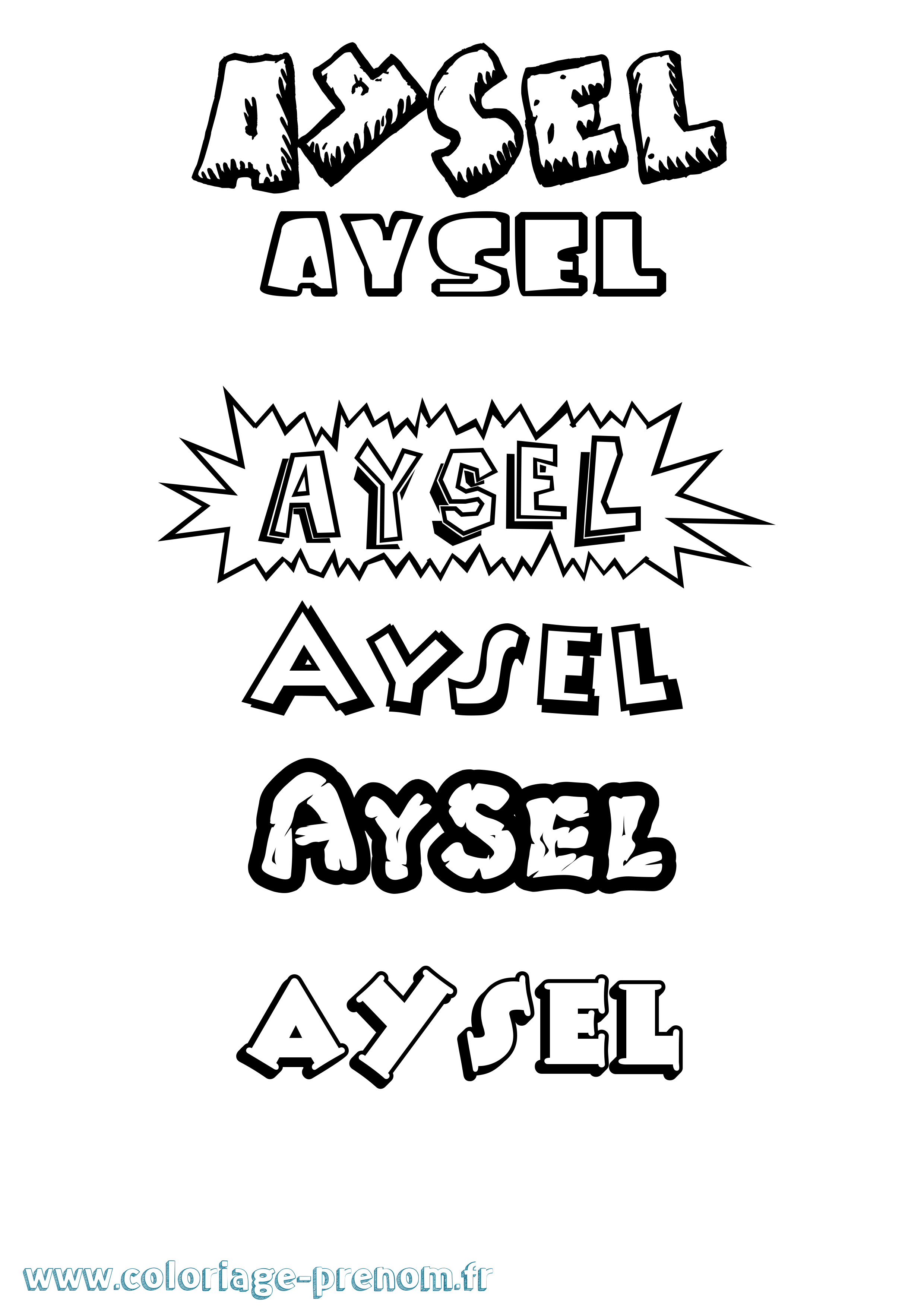 Coloriage prénom Aysel Dessin Animé