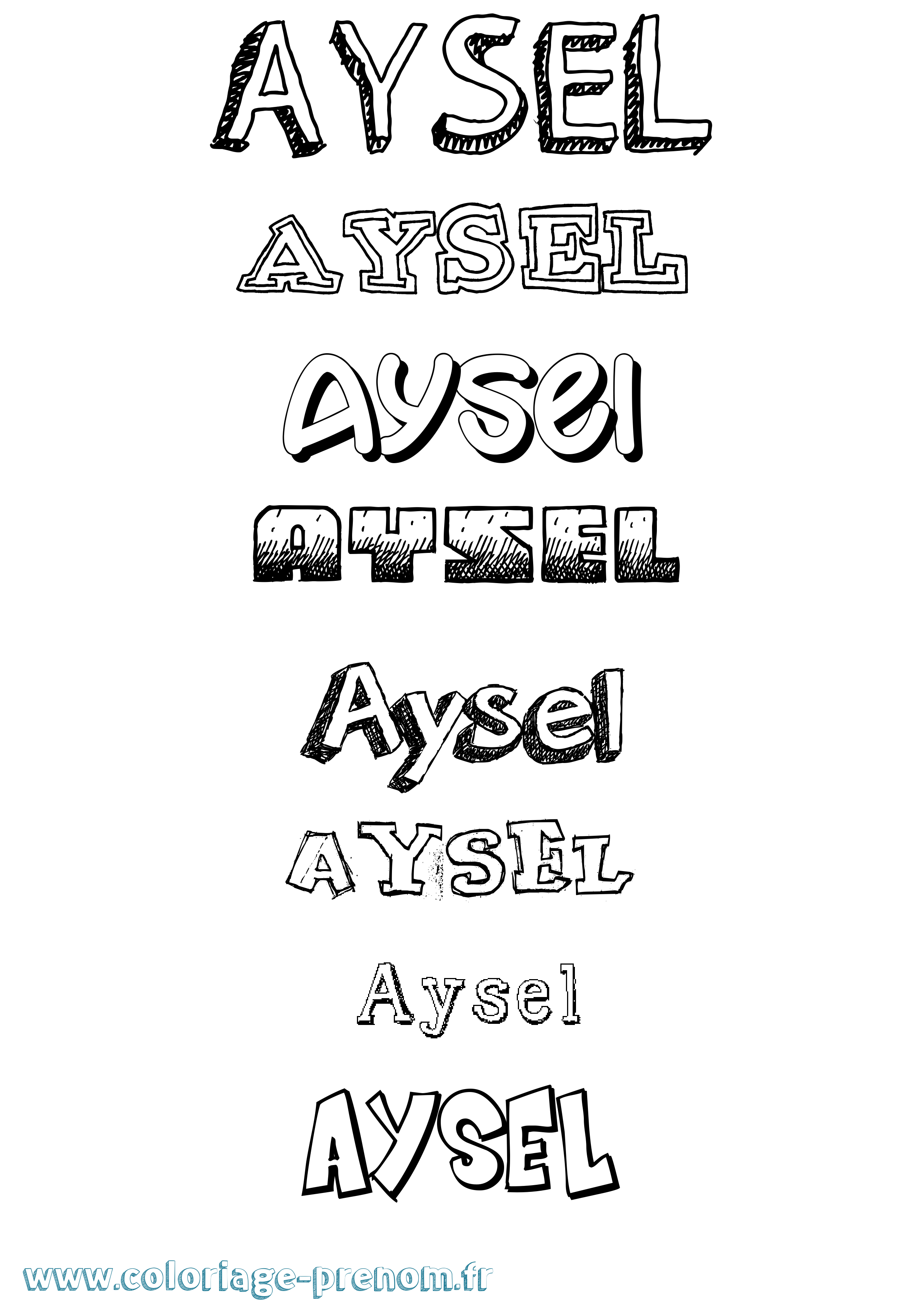Coloriage prénom Aysel Dessiné
