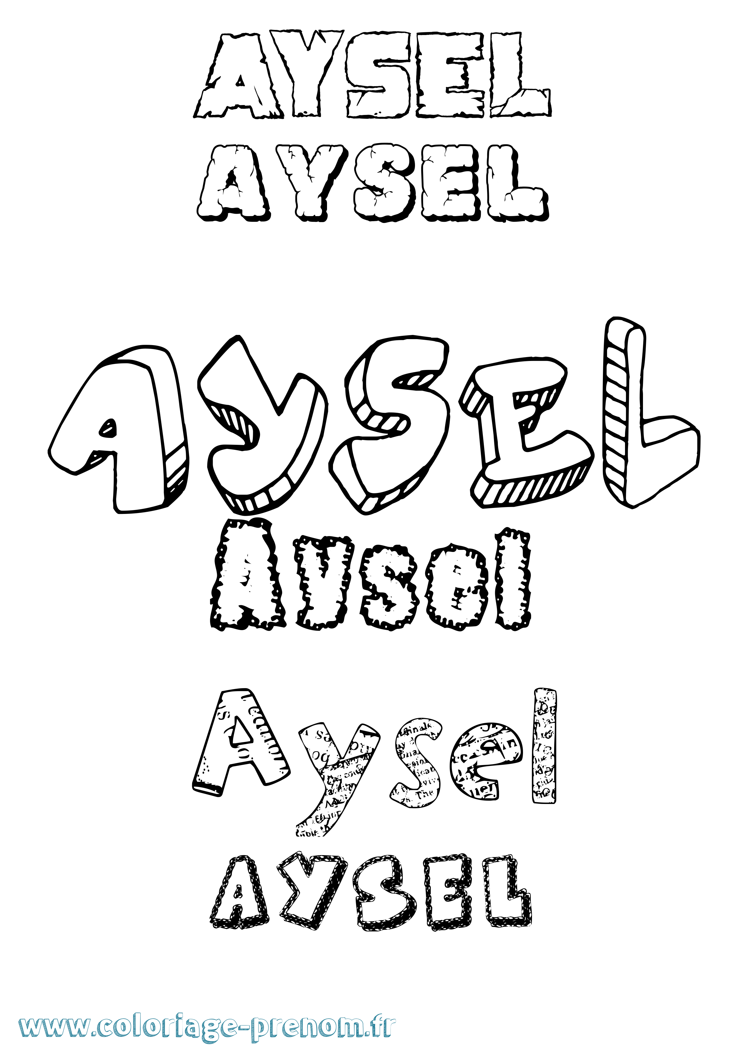 Coloriage prénom Aysel Destructuré