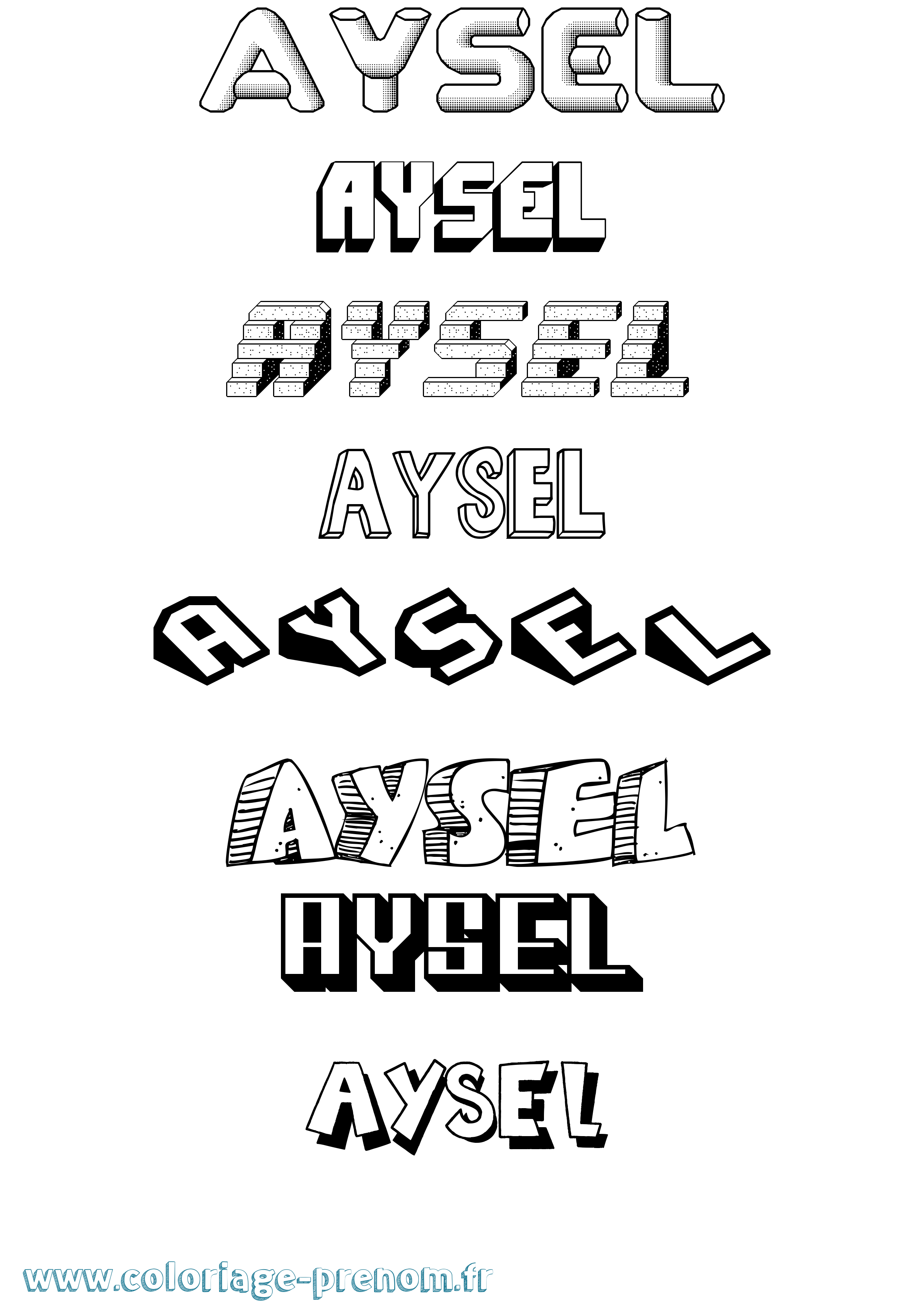 Coloriage prénom Aysel Effet 3D