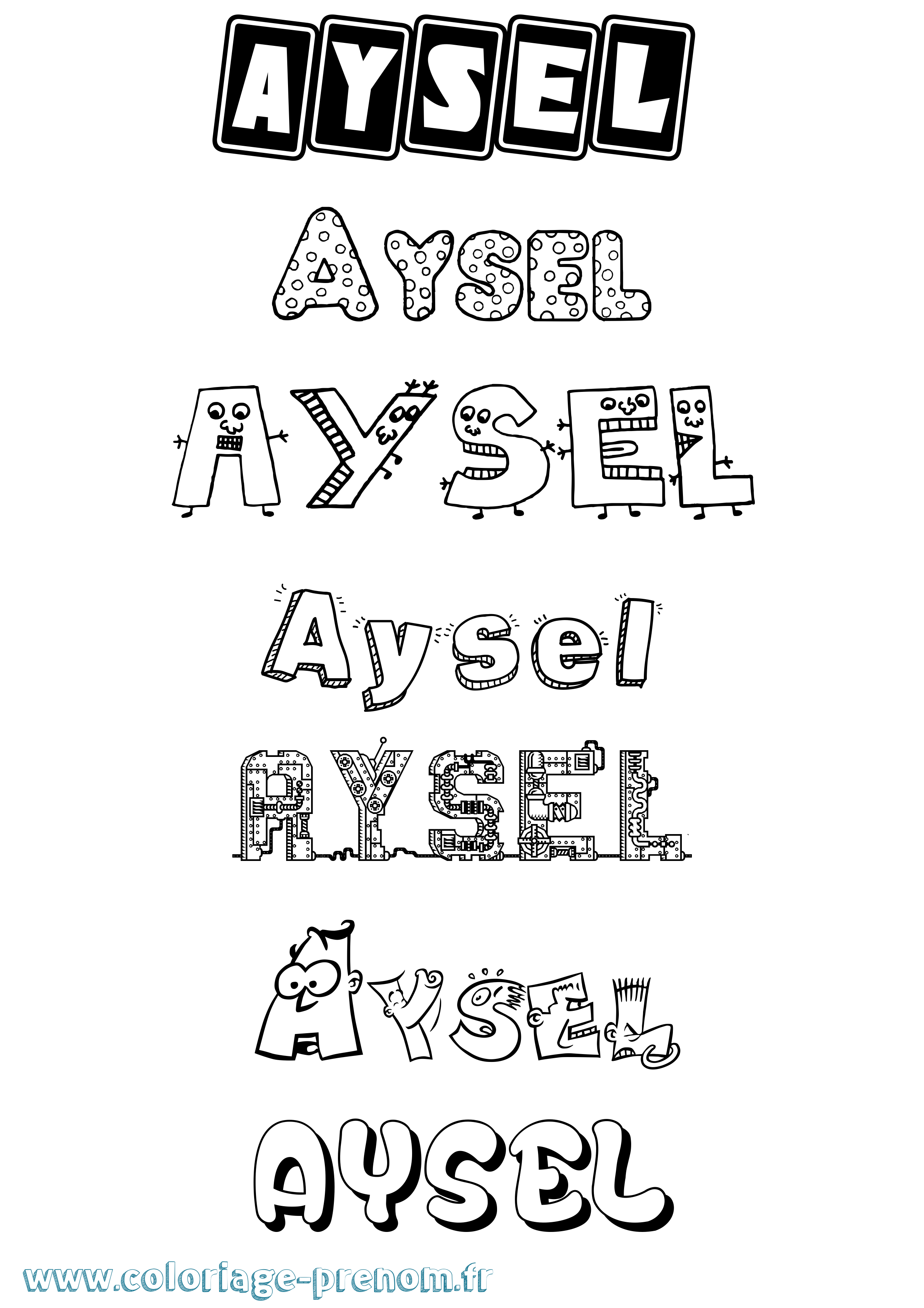 Coloriage prénom Aysel Fun