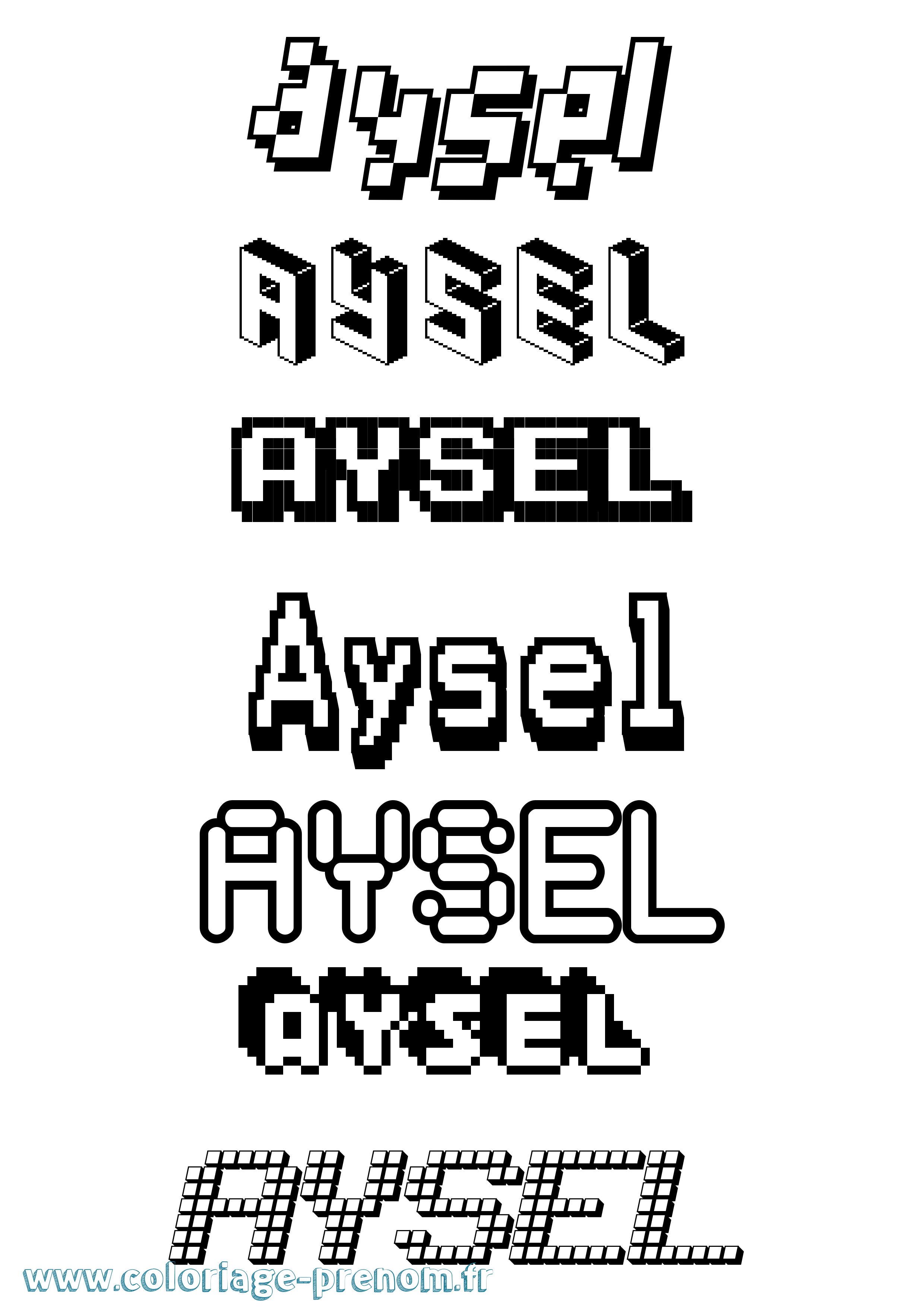 Coloriage prénom Aysel Pixel