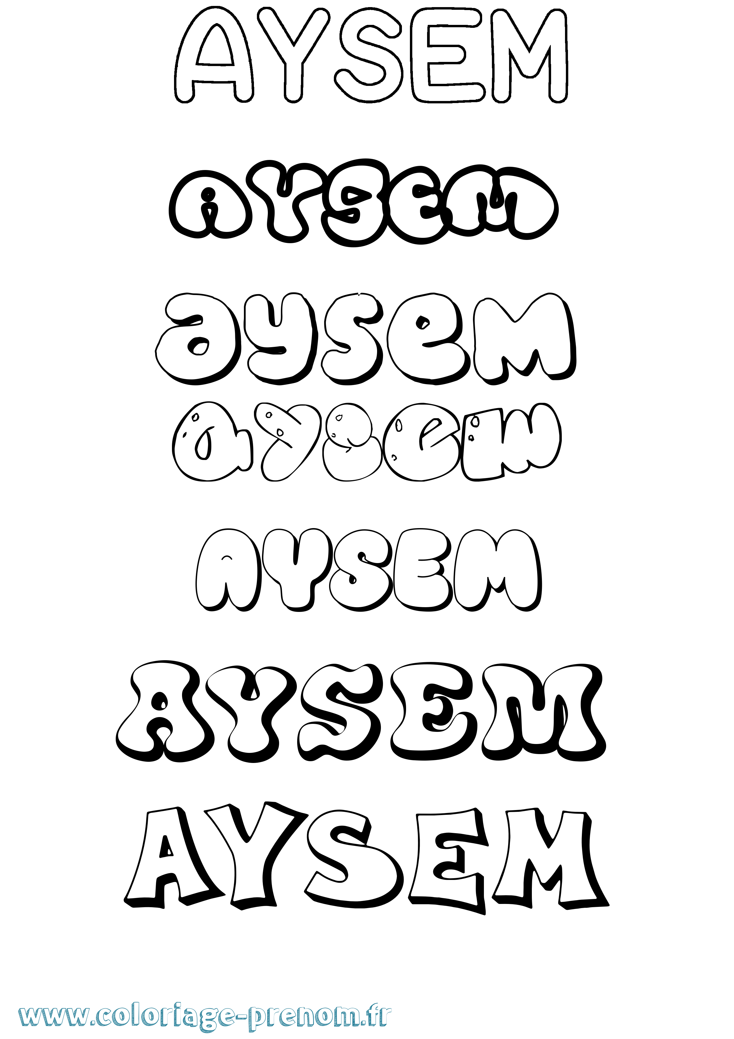 Coloriage Aysem Bubble Coloriage prénom Aysem Bubble