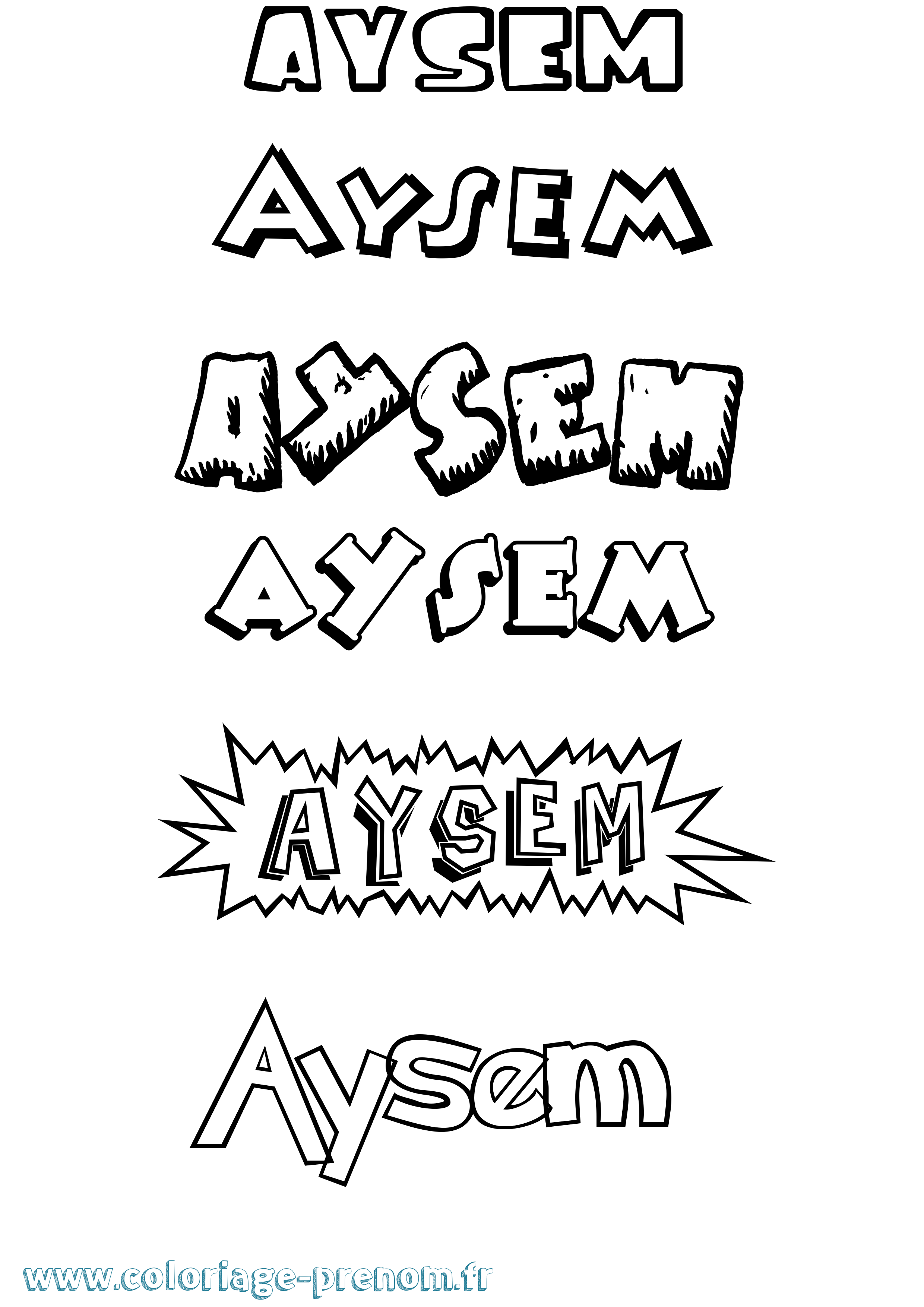 Coloriage Aysem Dessin Animé Coloriage prénom Aysem Dessin Animé