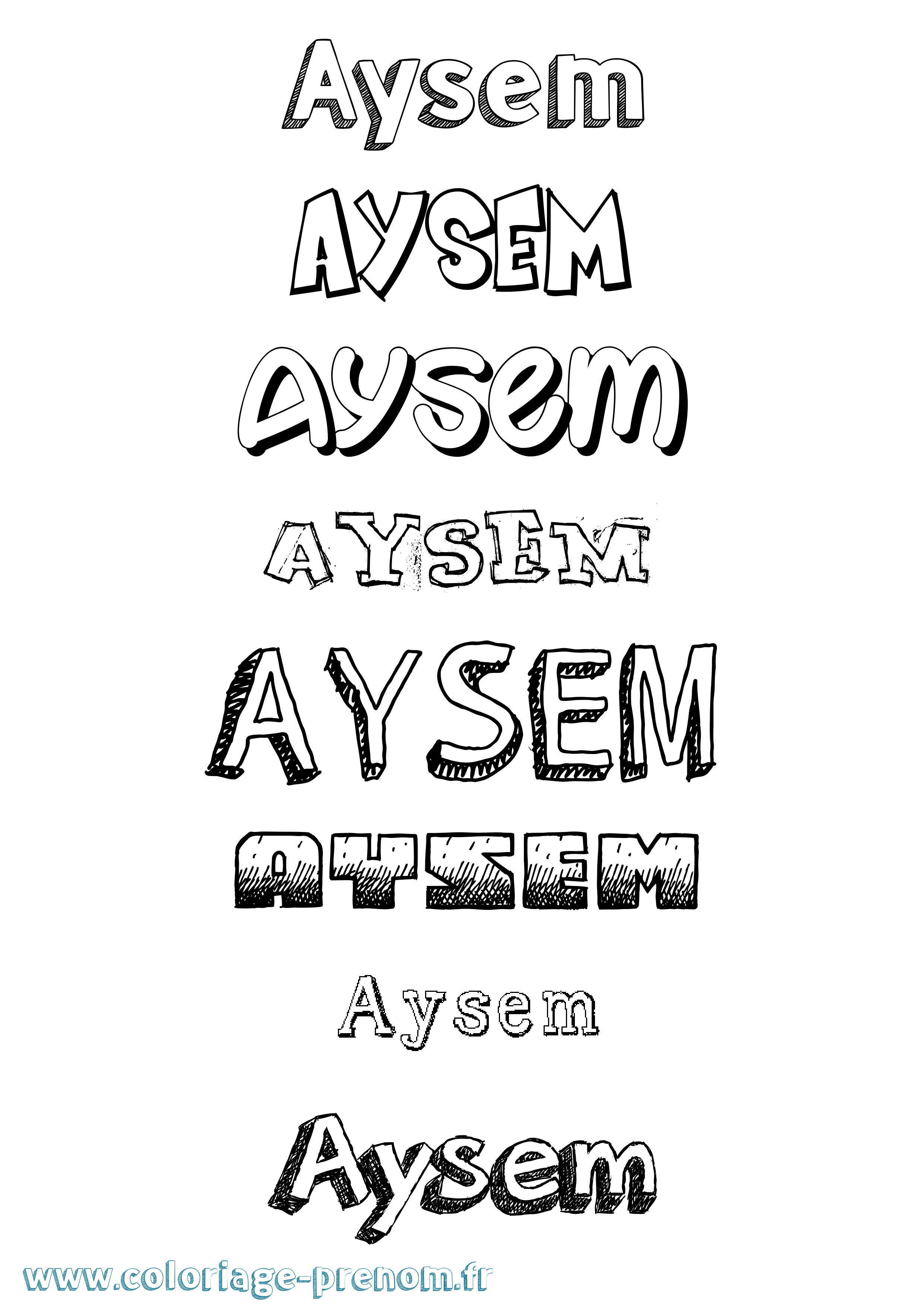 Coloriage Aysem Dessiné Coloriage prénom Aysem Dessiné