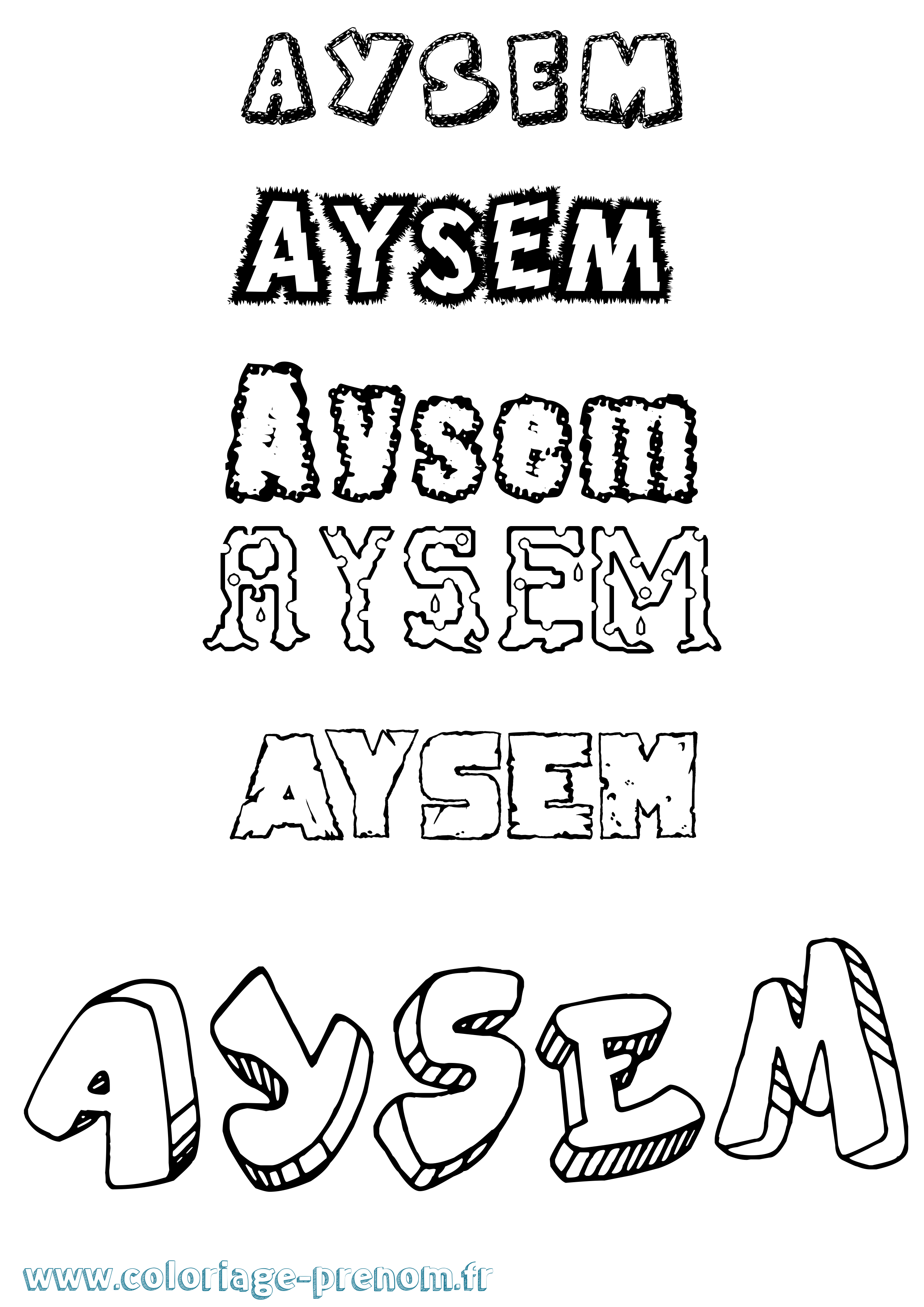 Coloriage Aysem Destructuré Coloriage prénom Aysem Destructuré