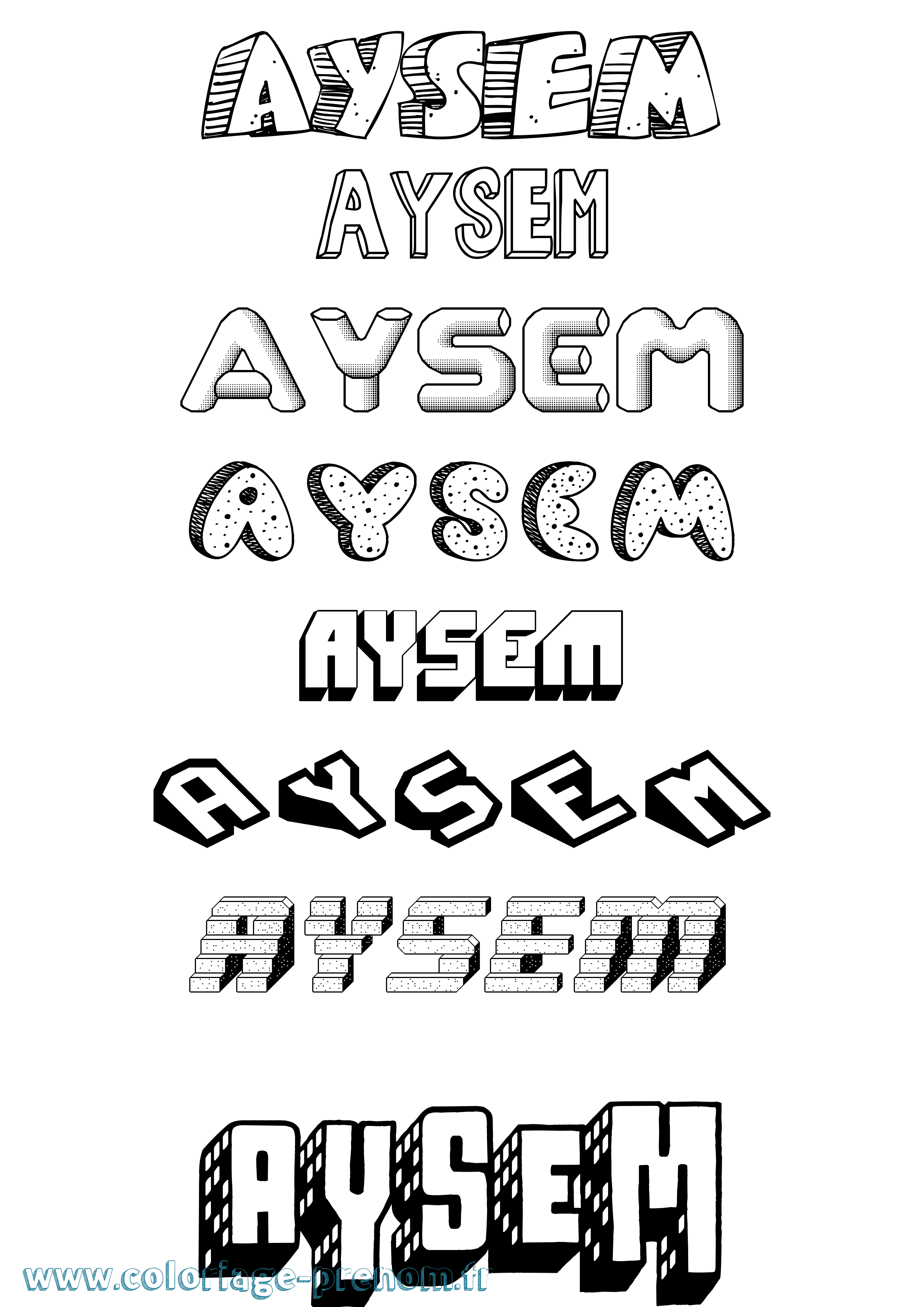 Coloriage Aysem Effet 3D Coloriage prénom Aysem Effet 3D