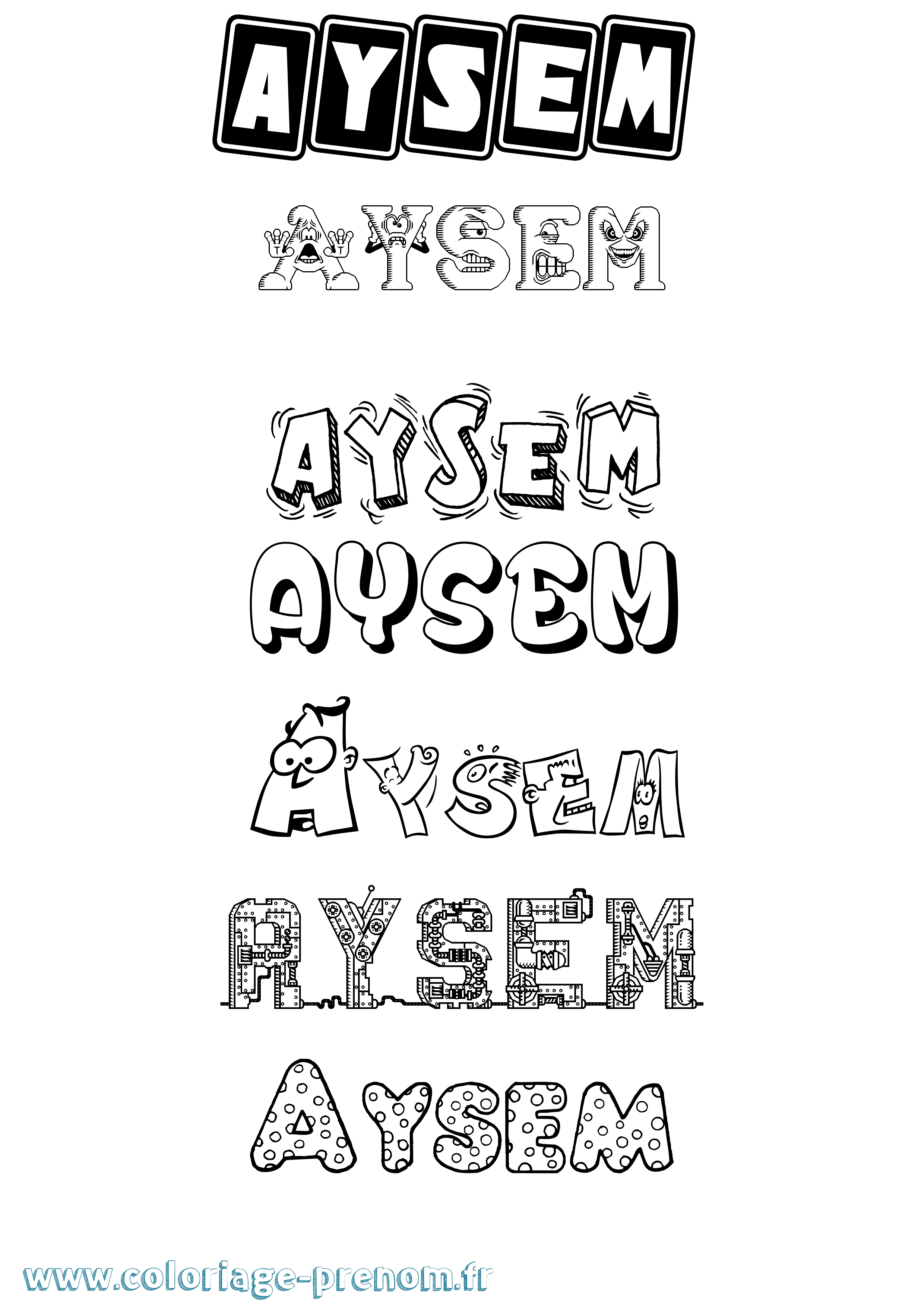 Coloriage Aysem Fun Coloriage prénom Aysem Fun