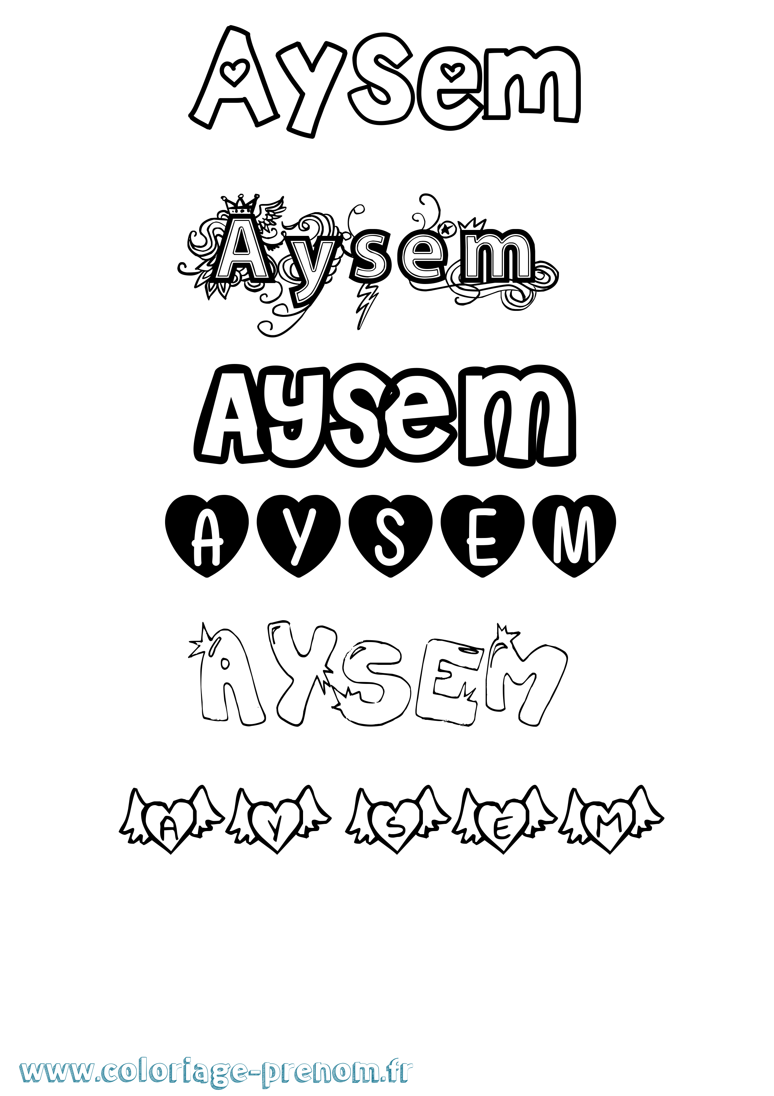 Coloriage Aysem Girly Coloriage prénom Aysem Girly