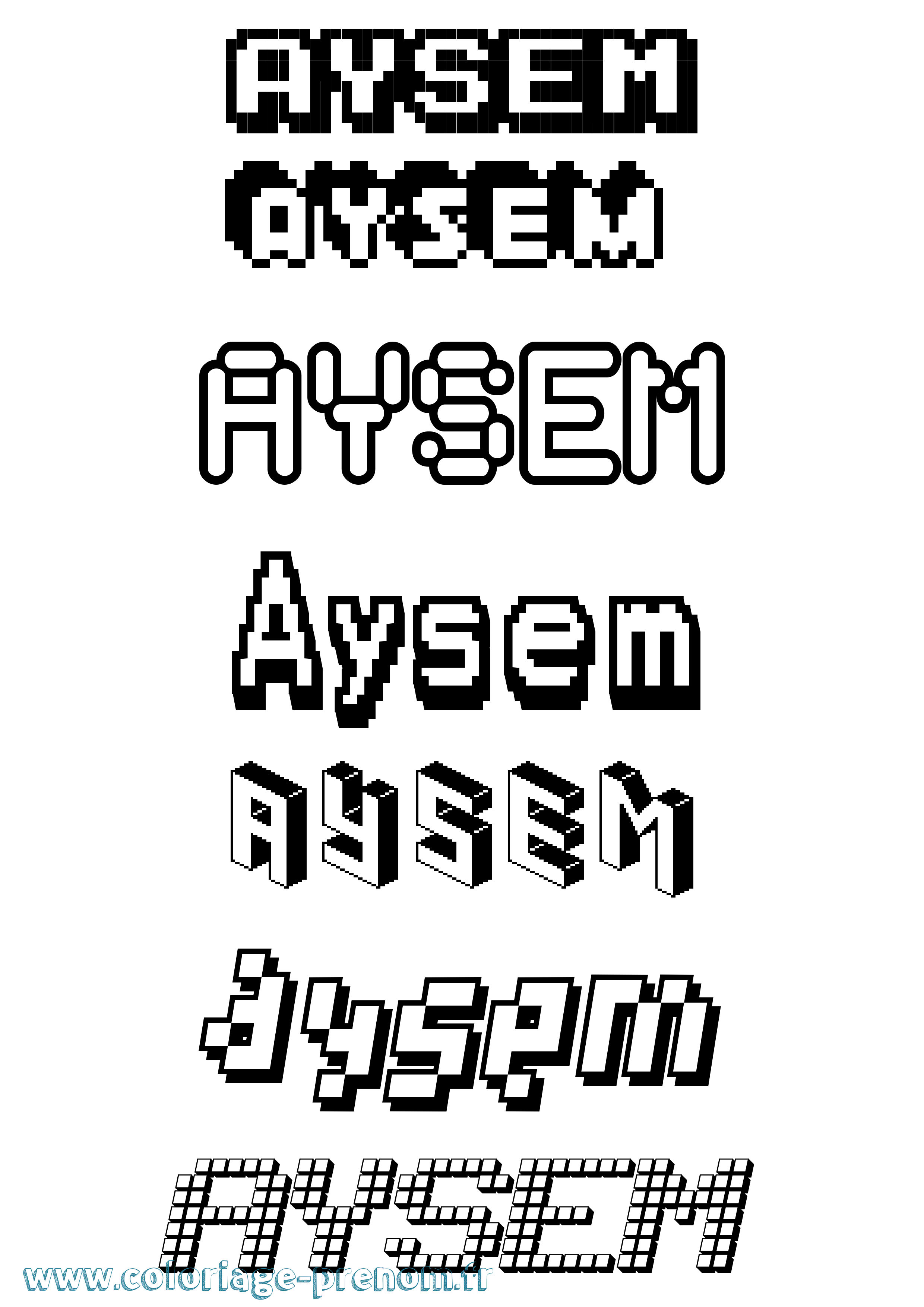 Coloriage Aysem Pixel Coloriage prénom Aysem Pixel