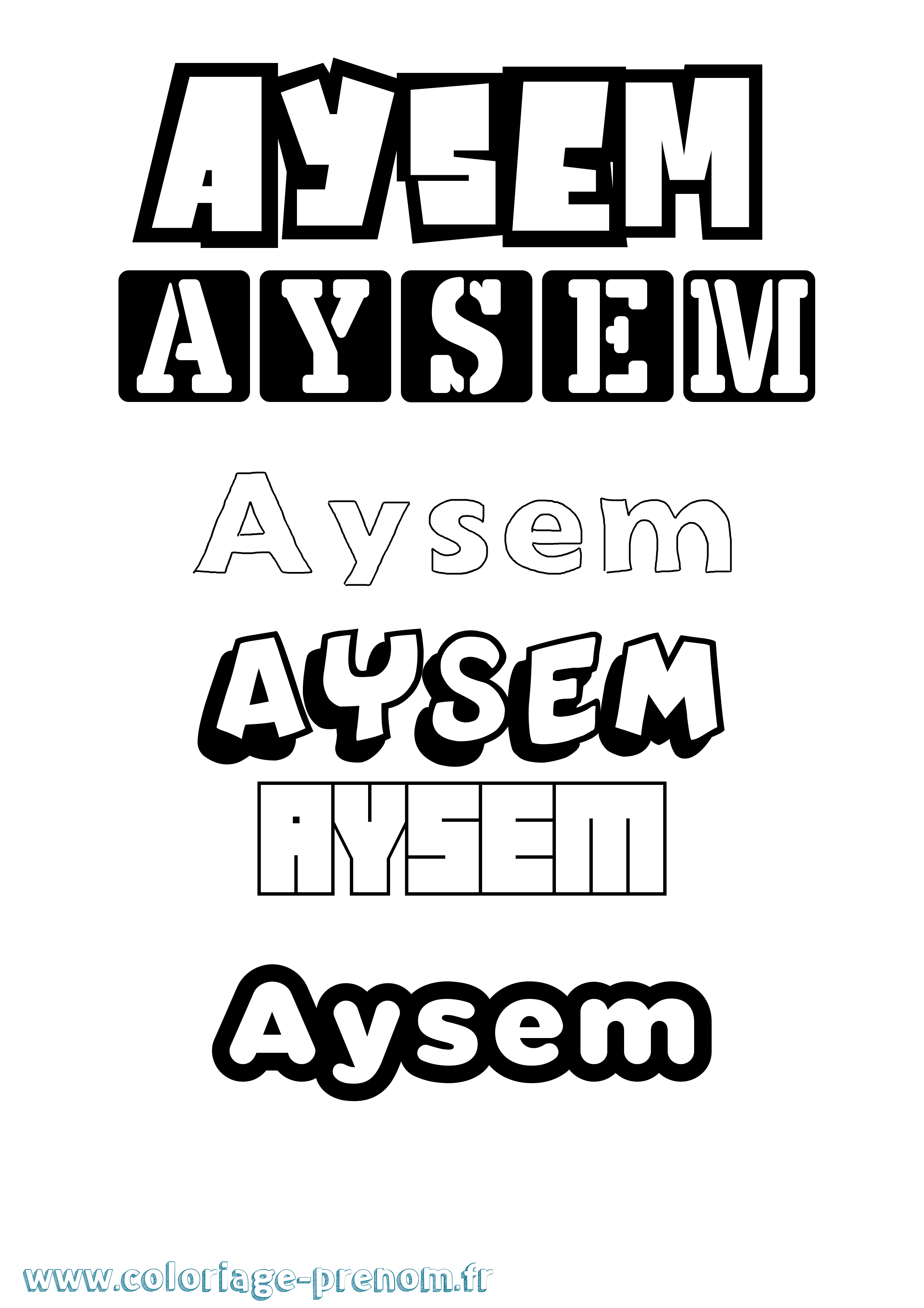 Coloriage Aysem Simple Coloriage prénom Aysem Simple