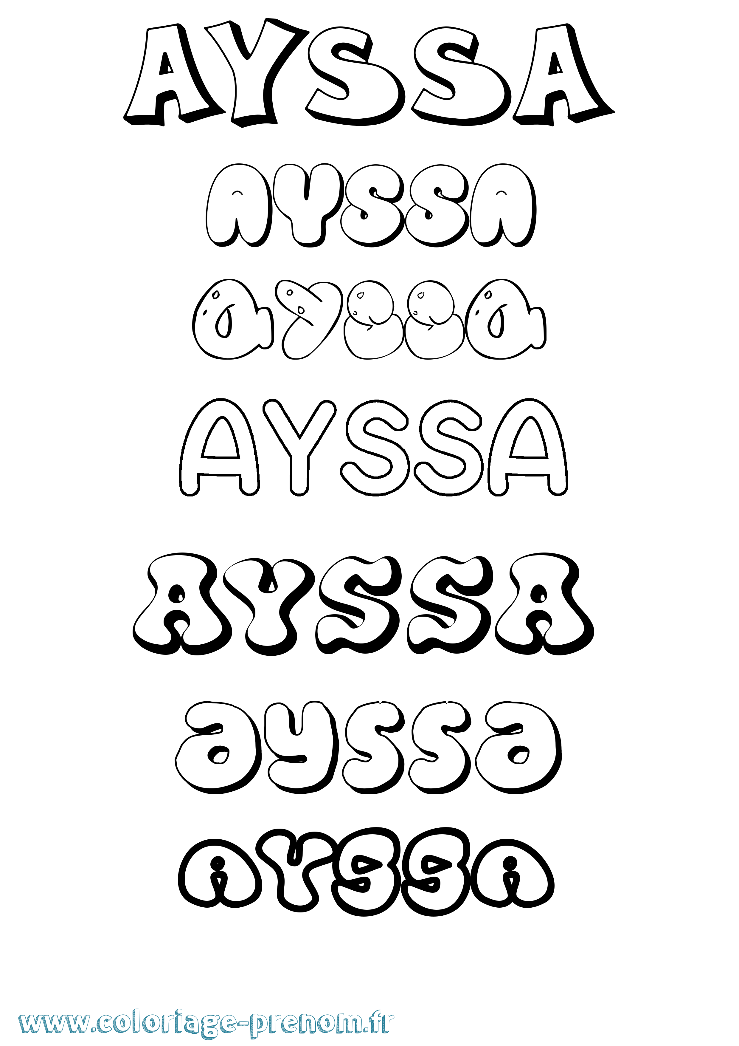 Coloriage prénom Ayssa Bubble