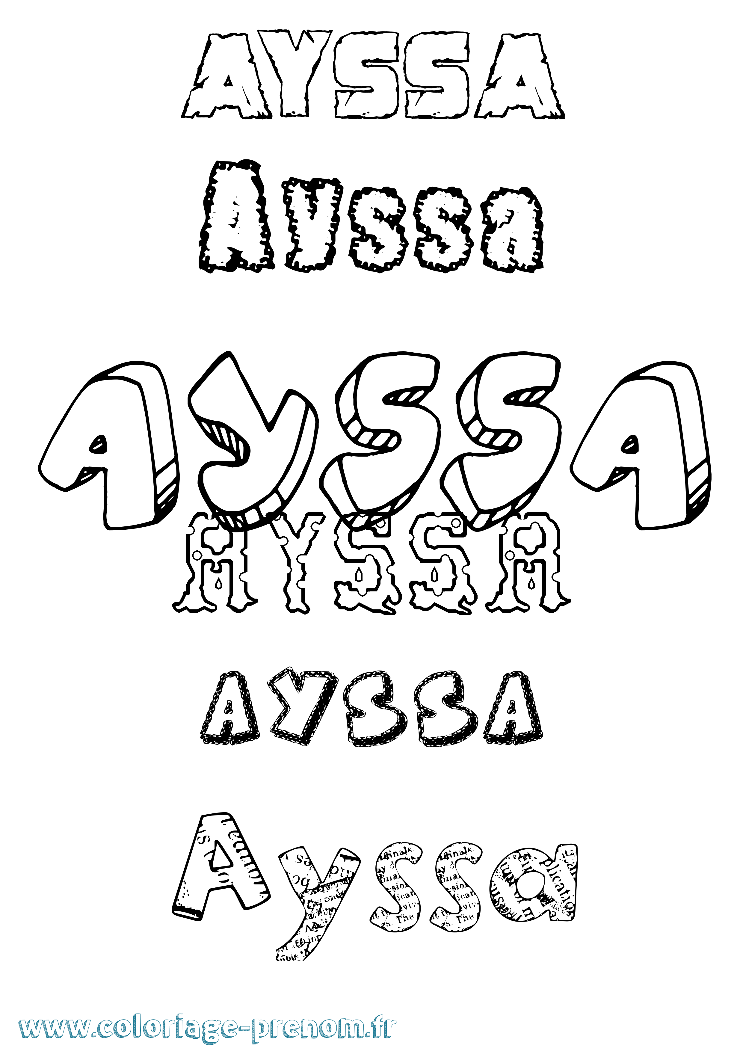 Coloriage prénom Ayssa Destructuré